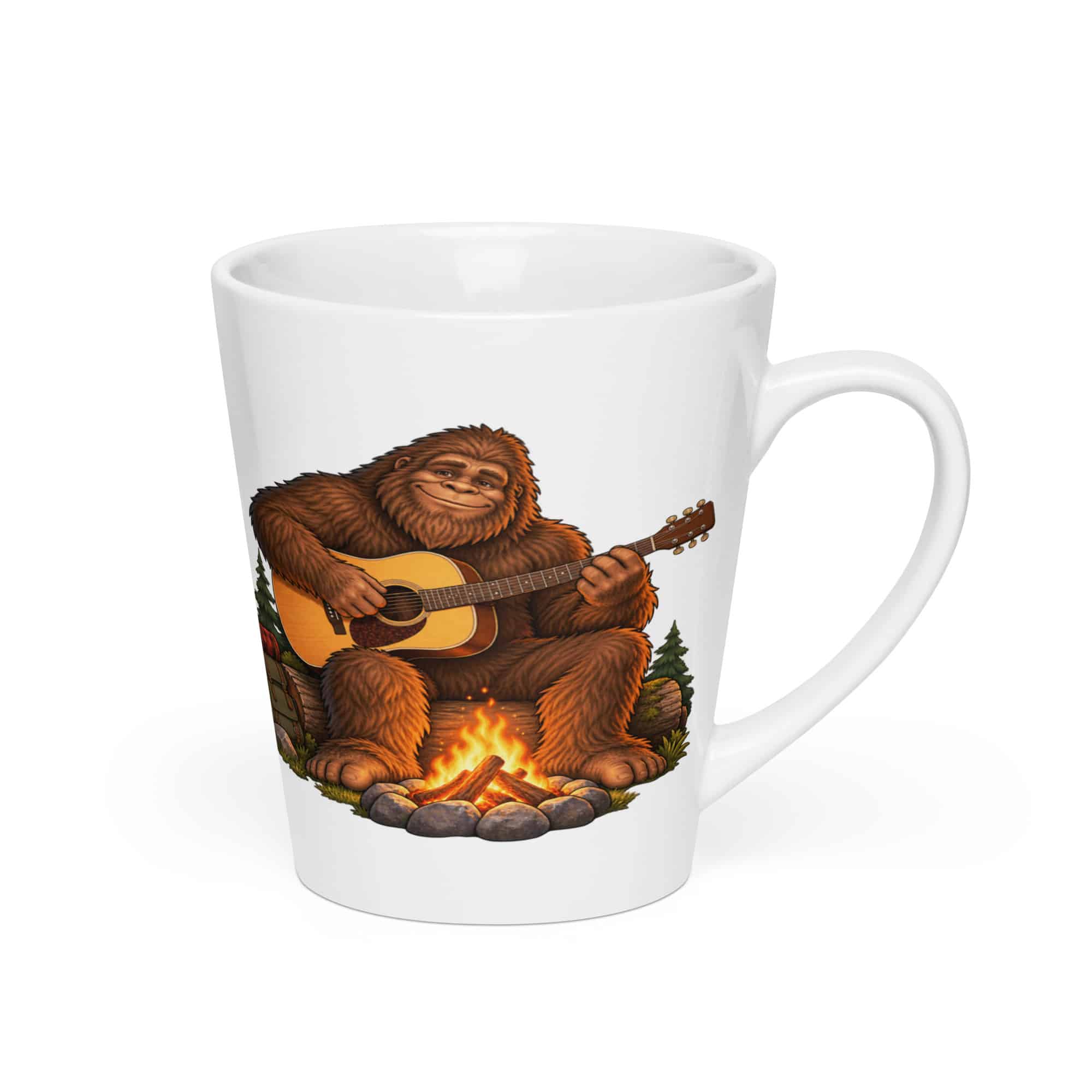 Bigfoot Campfire Guitar Latte Mug