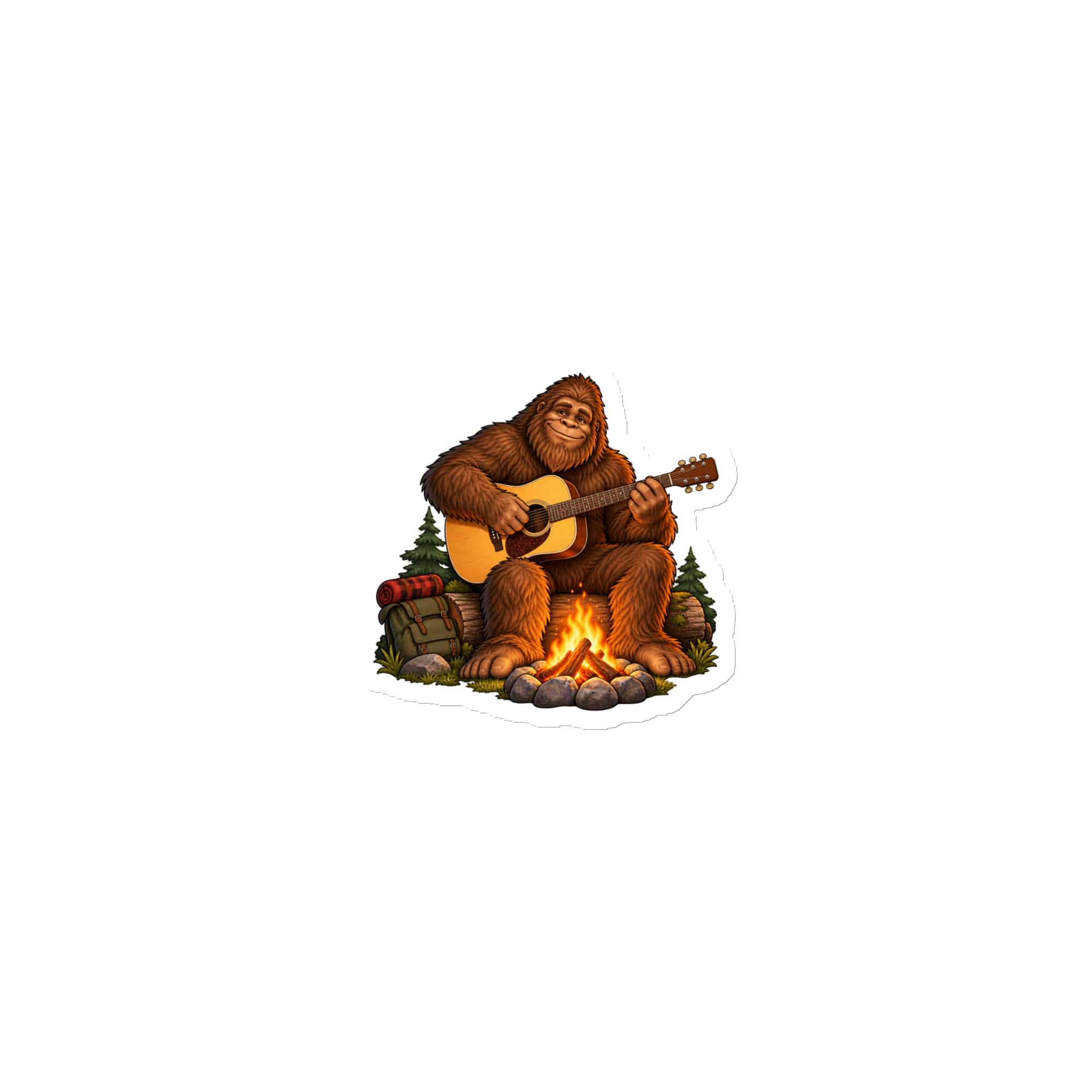 Bigfoot Campfire Guitar Die-Cut Magnet