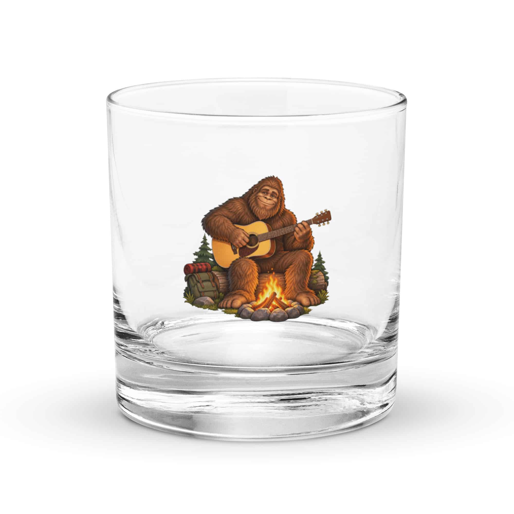 Campfire Guitar Bigfoot Rocks Glass
