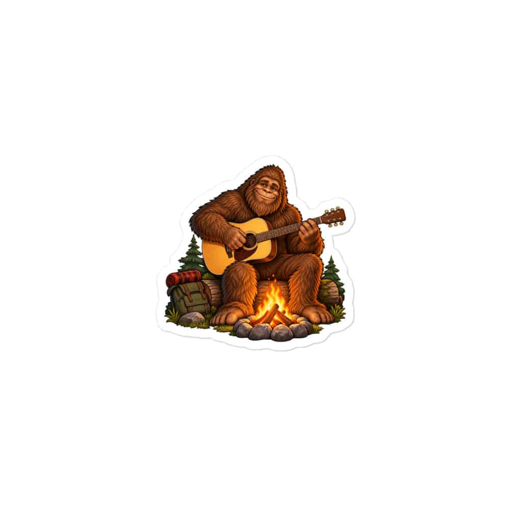 Bigfoot Campfire Guitar Vinyl Sticker