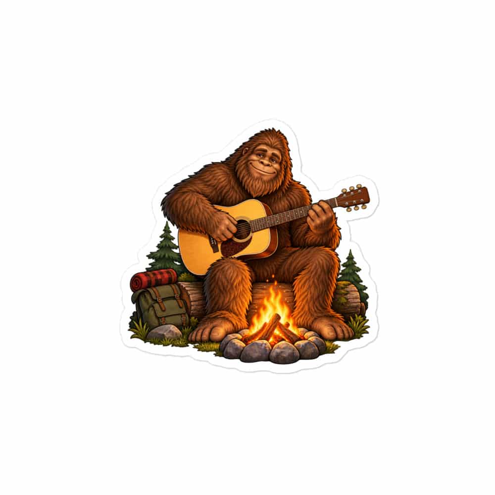 Bigfoot Campfire Guitar Vinyl Sticker