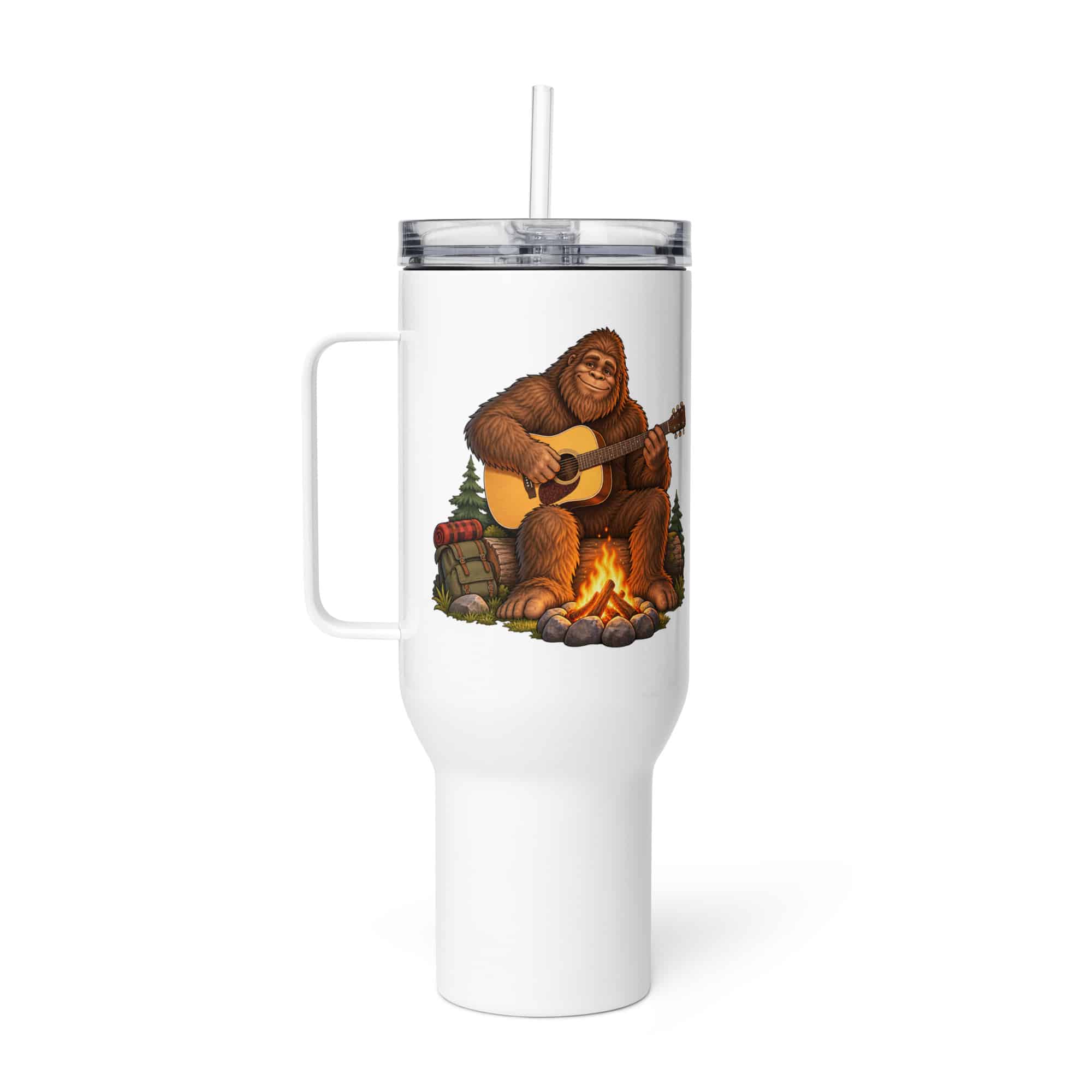 Bigfoot Campfire Guitar Travel Mug