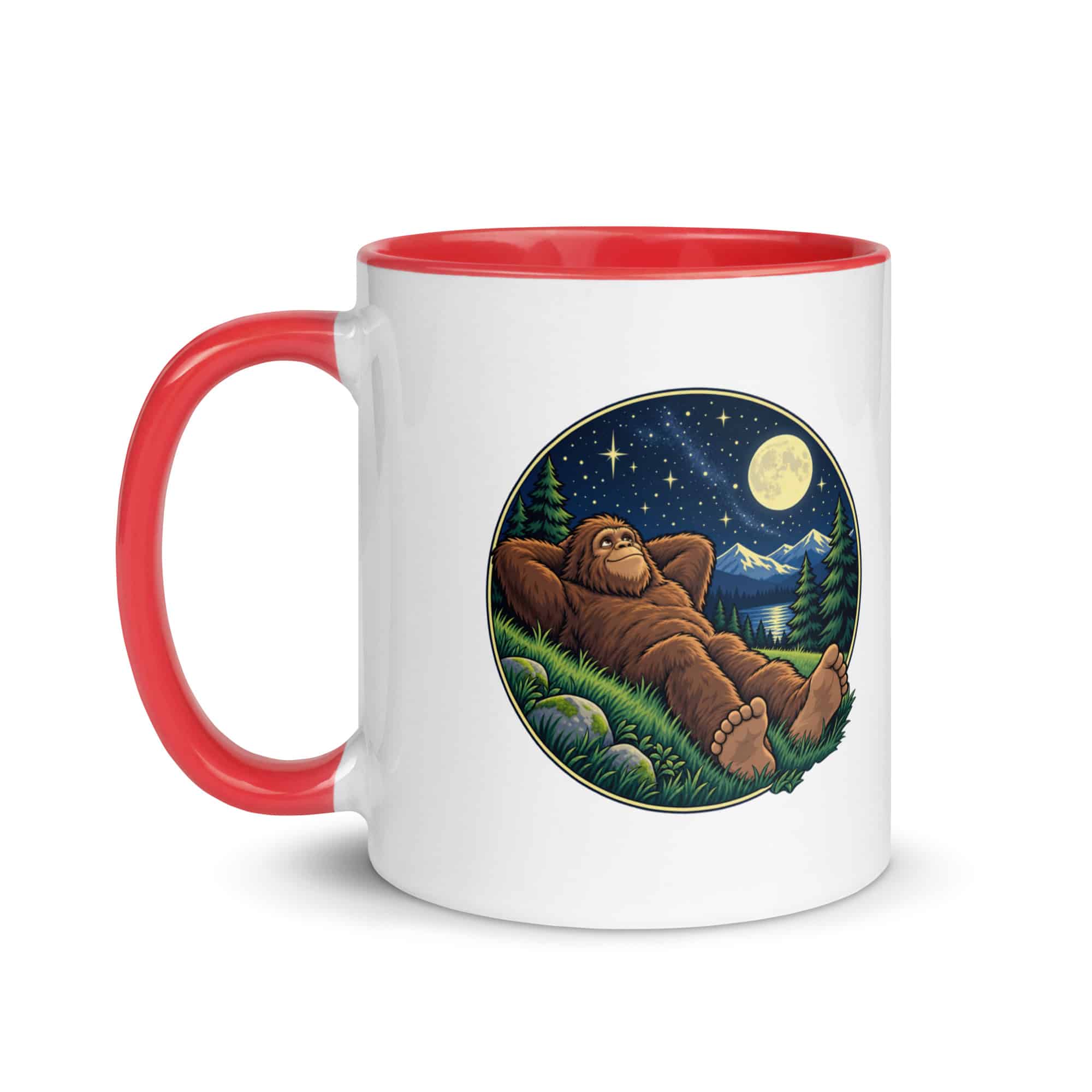 Stargazing Bigfoot Color Inside Mug
