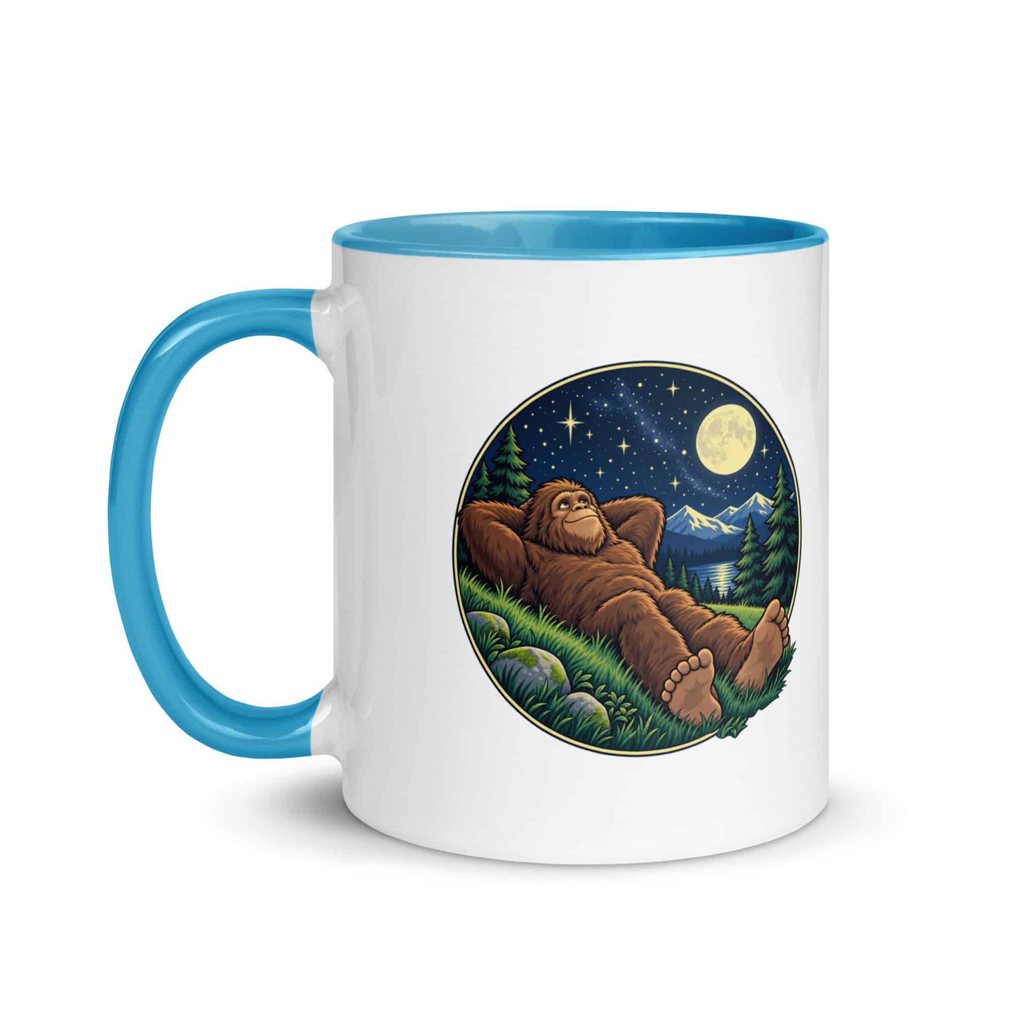 Stargazing Bigfoot Color Inside Mug