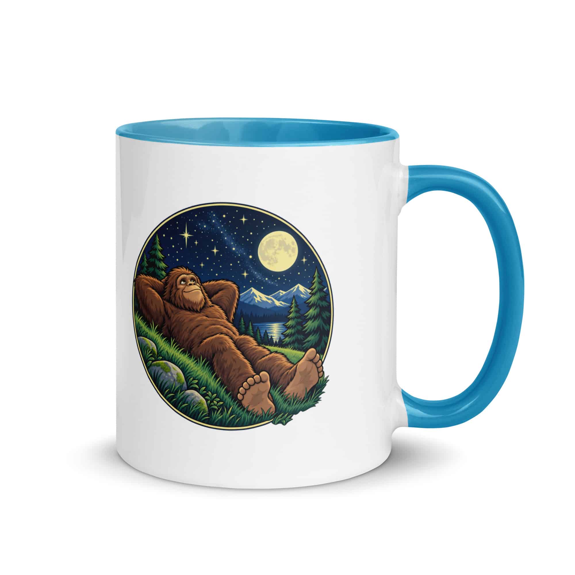 Stargazing Bigfoot Color Inside Mug