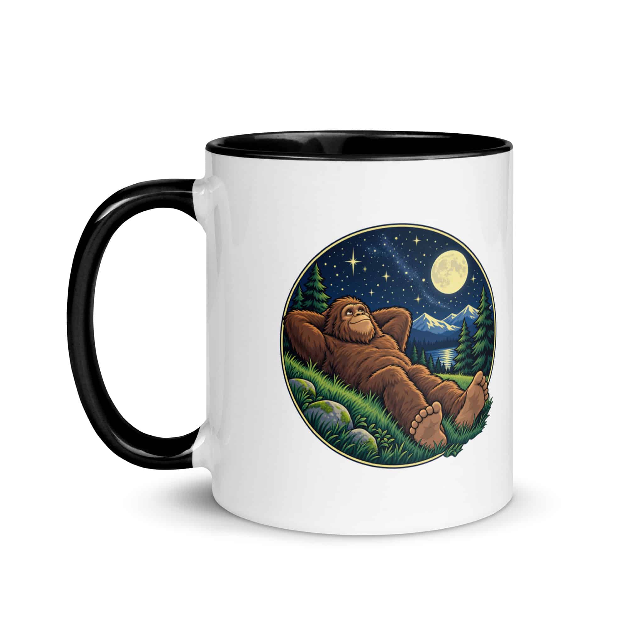 Stargazing Bigfoot Color Inside Mug