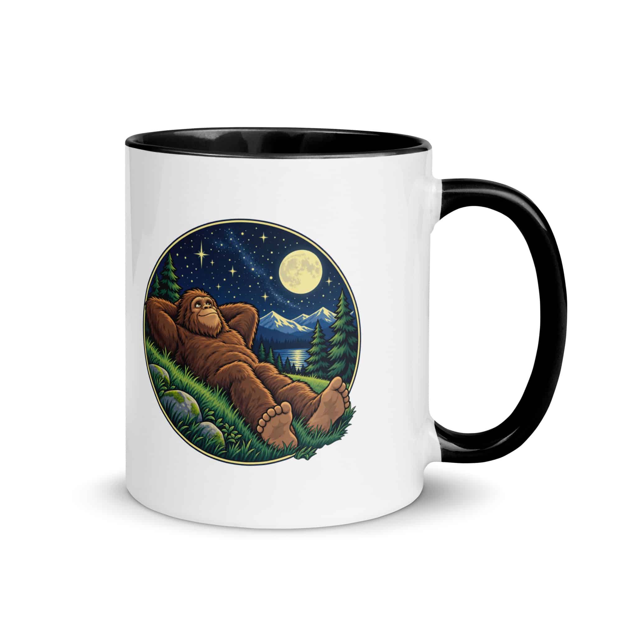 Stargazing Bigfoot Color Inside Mug