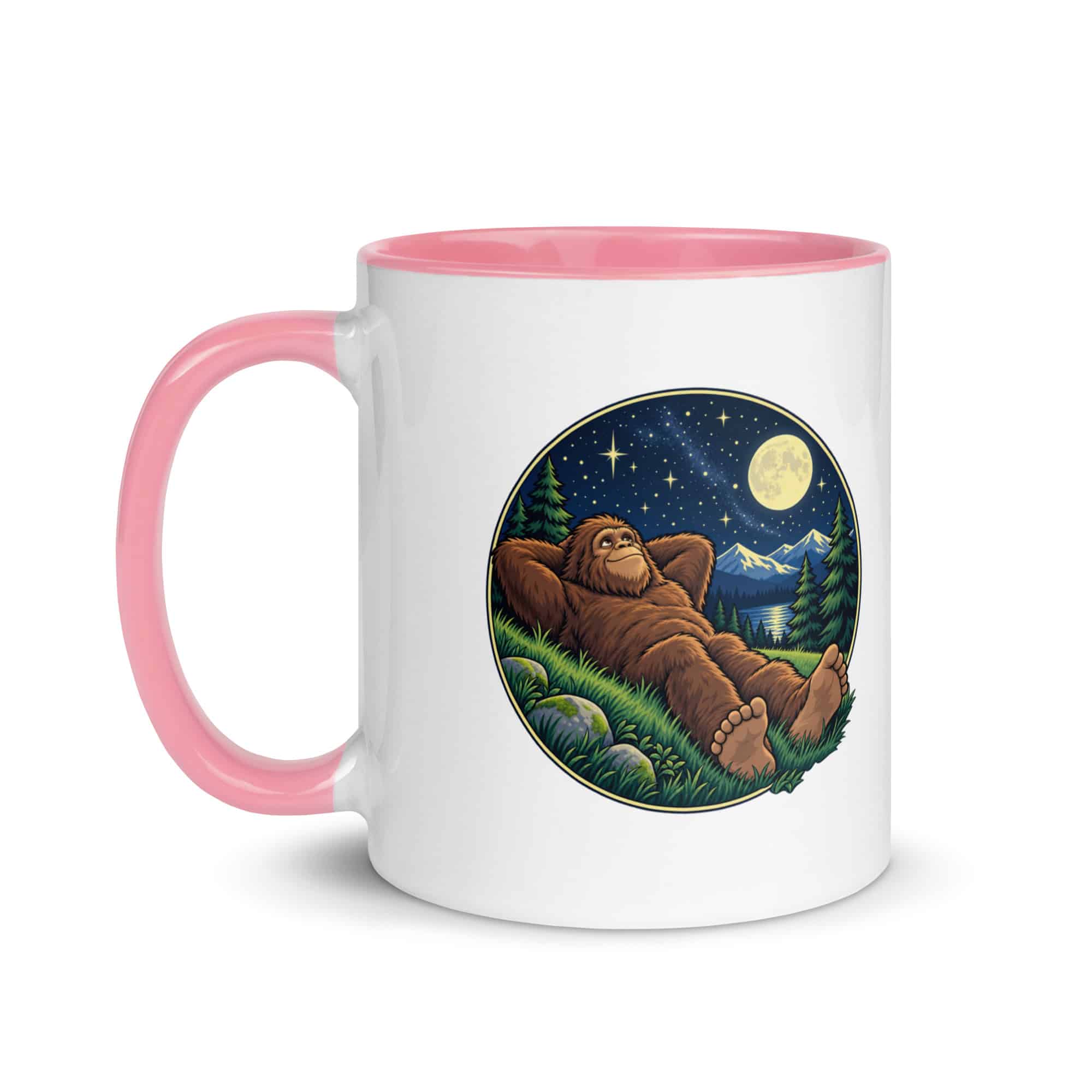 Stargazing Bigfoot Color Inside Mug