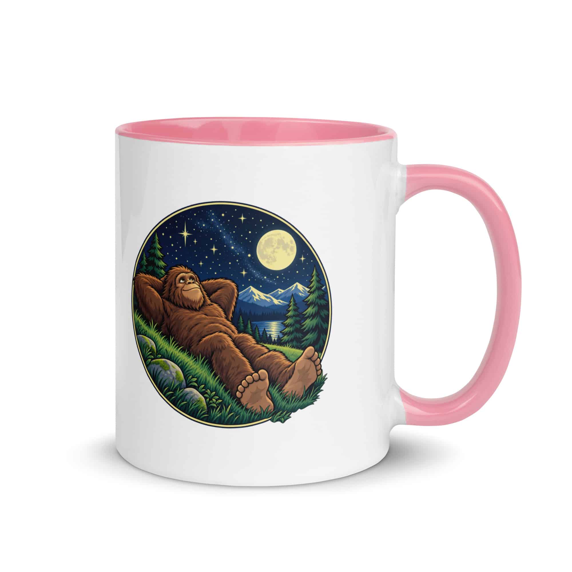 Stargazing Bigfoot Color Inside Mug