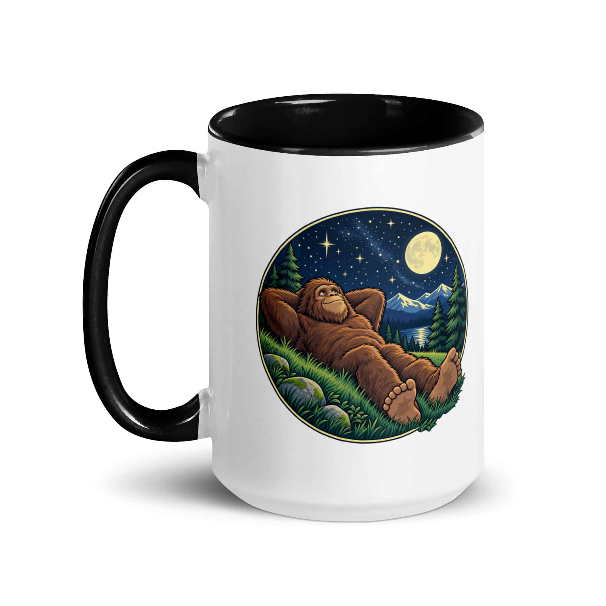 Stargazing Bigfoot Color Inside Mug
