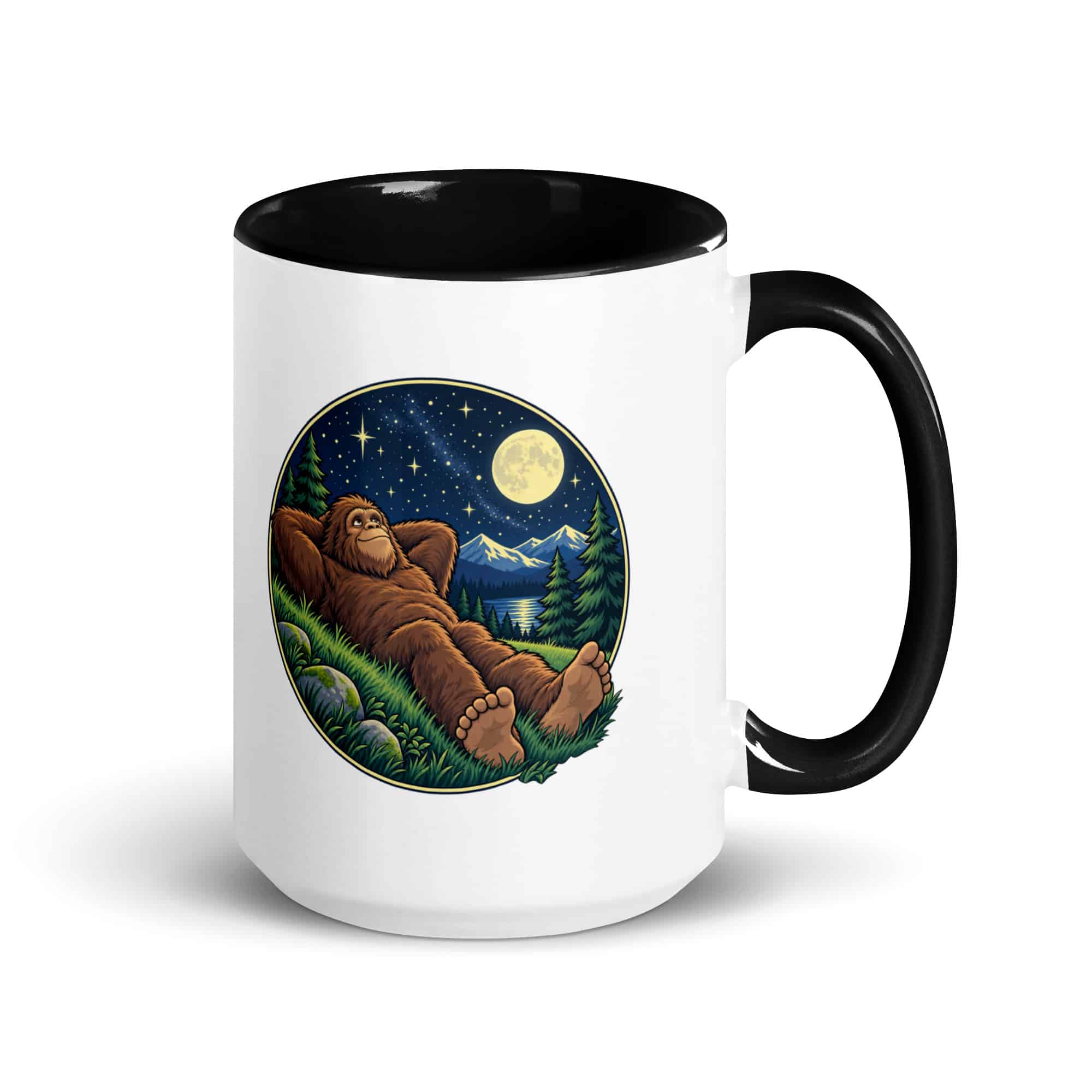 Stargazing Bigfoot Color Inside Mug
