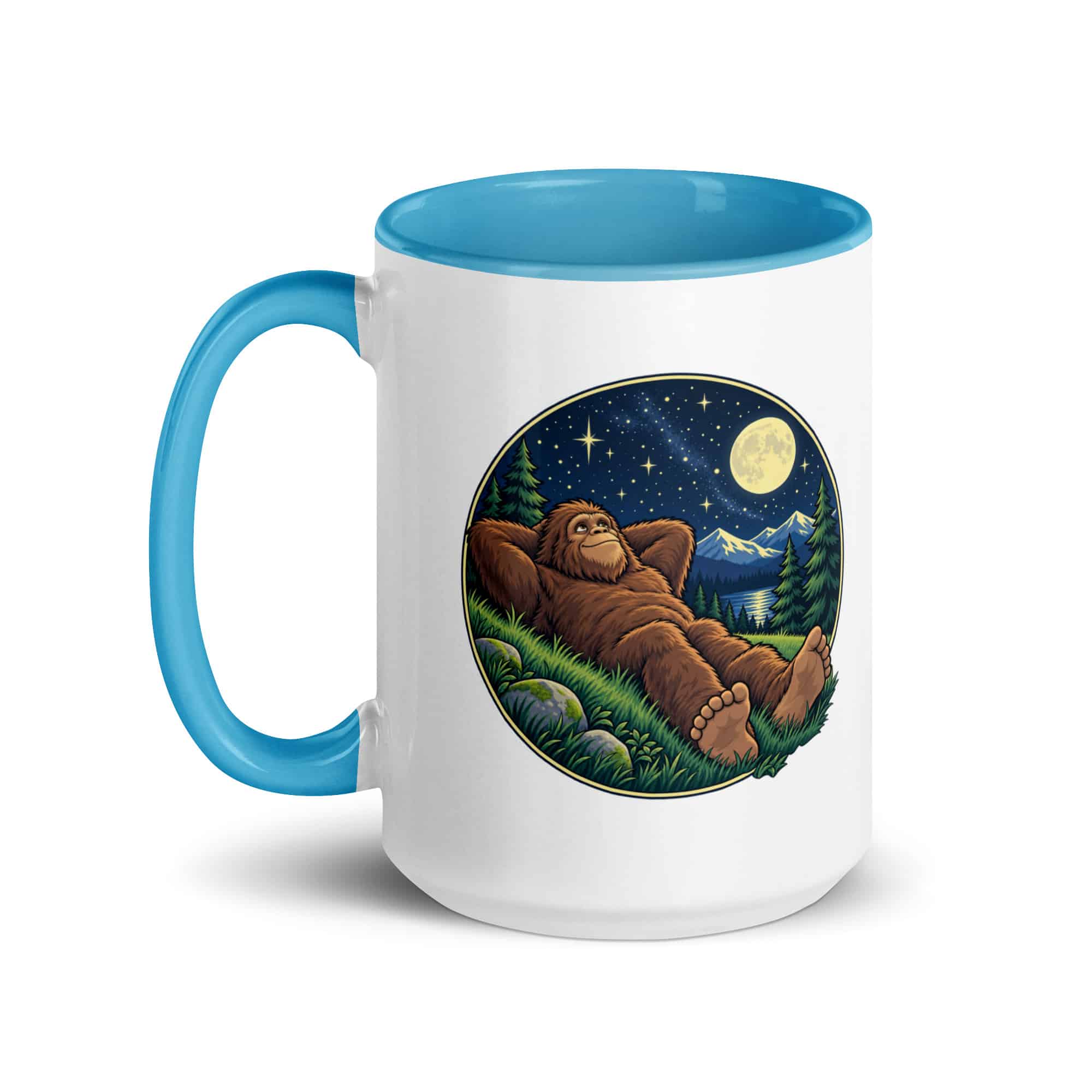 Stargazing Bigfoot Color Inside Mug