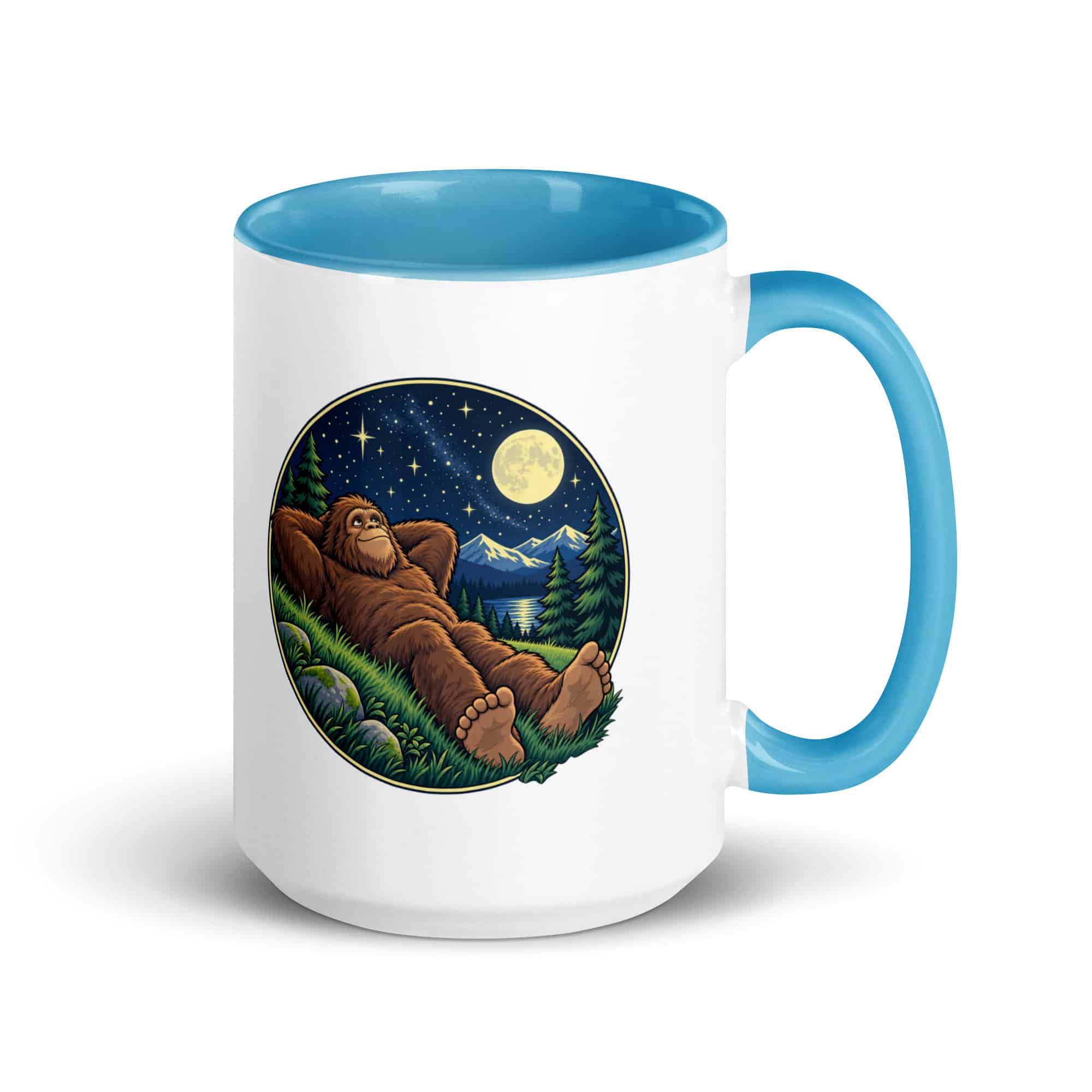 Stargazing Bigfoot Color Inside Mug