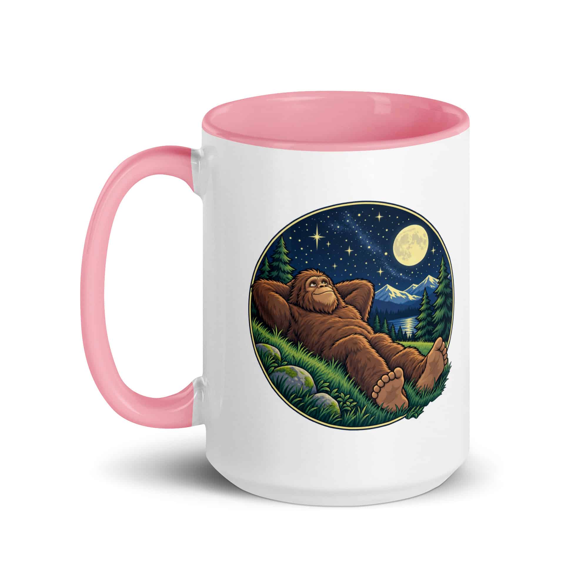 Stargazing Bigfoot Color Inside Mug