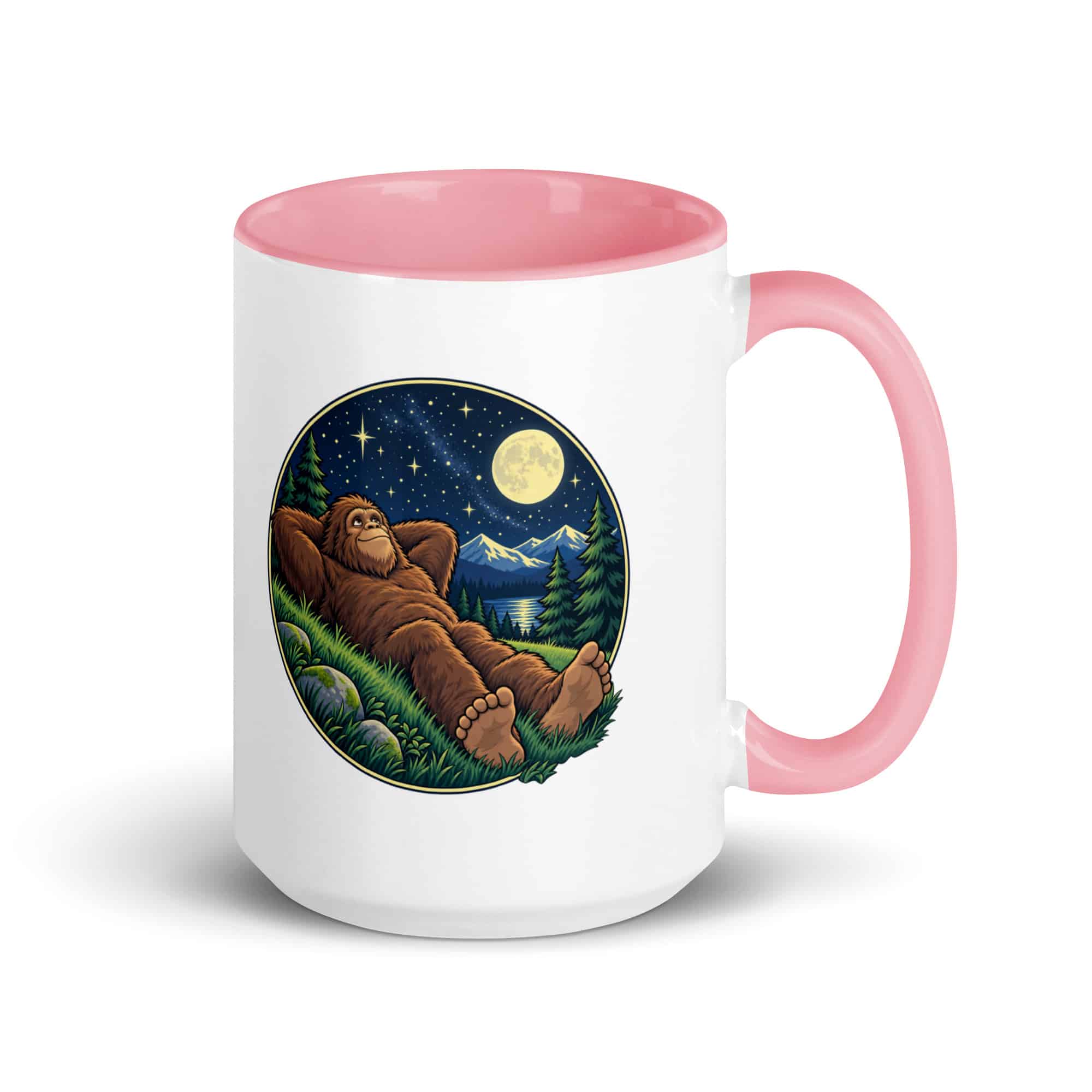 Stargazing Bigfoot Color Inside Mug