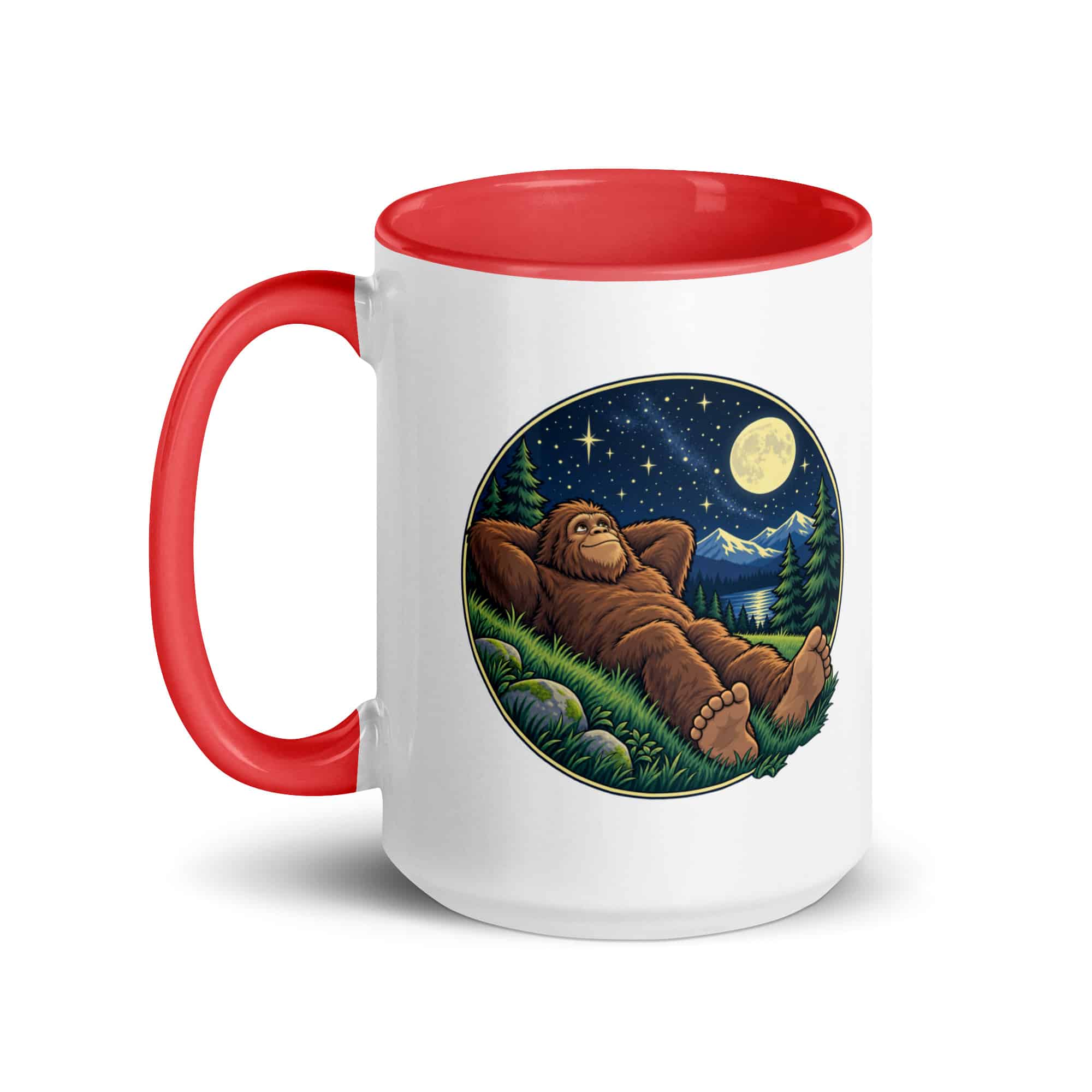 Stargazing Bigfoot Color Inside Mug