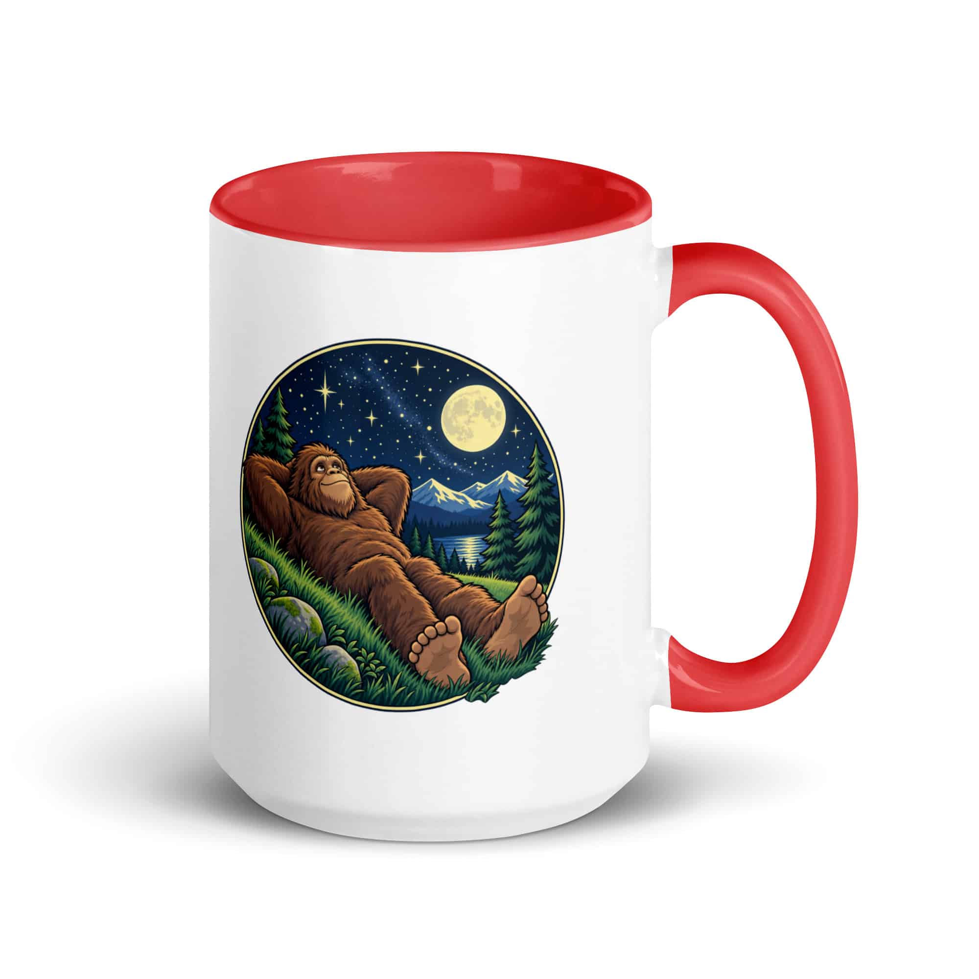 Stargazing Bigfoot Color Inside Mug