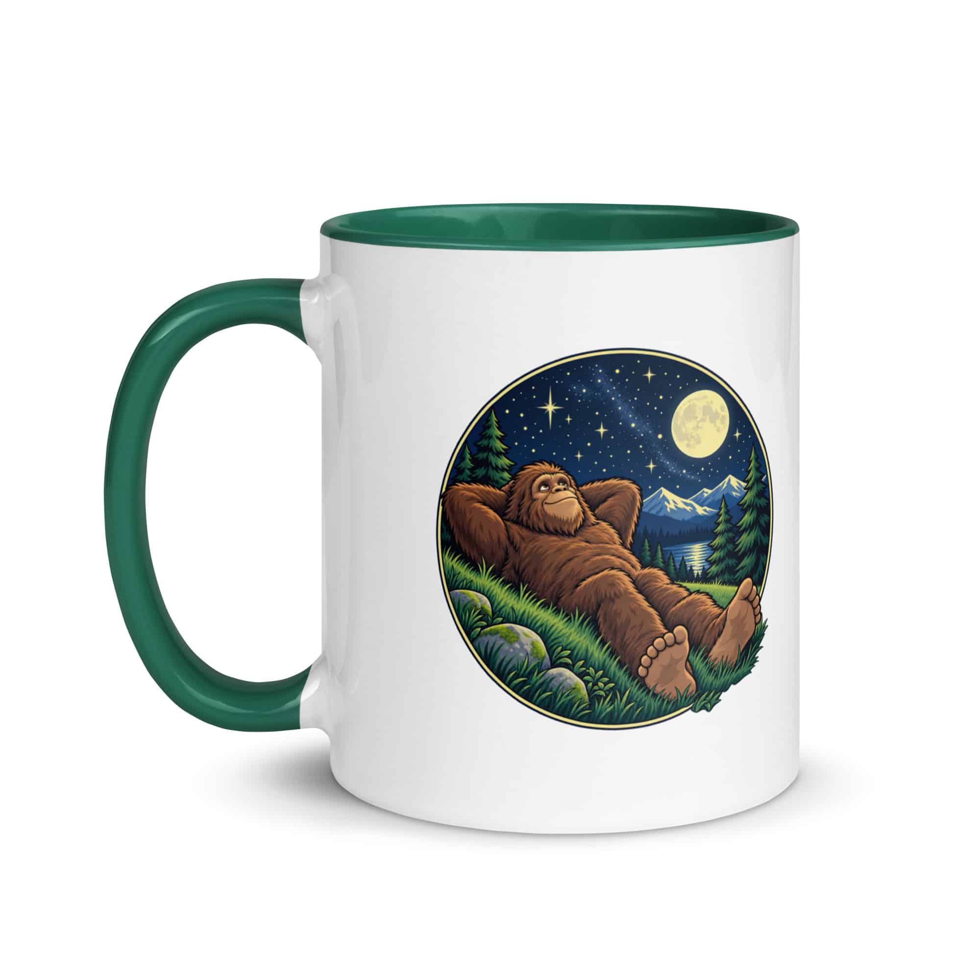 Stargazing Bigfoot Color Inside Mug