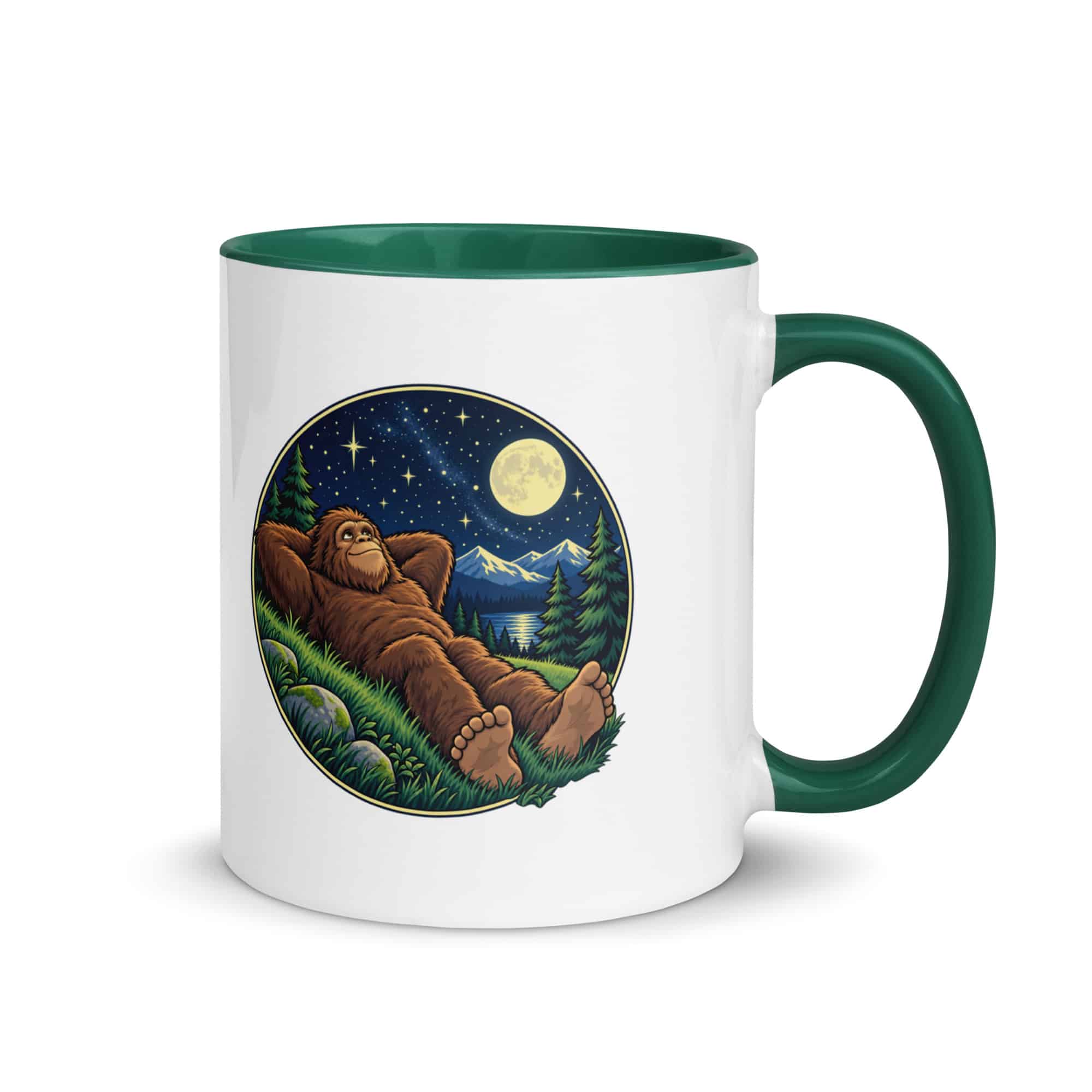 Stargazing Bigfoot Color Inside Mug