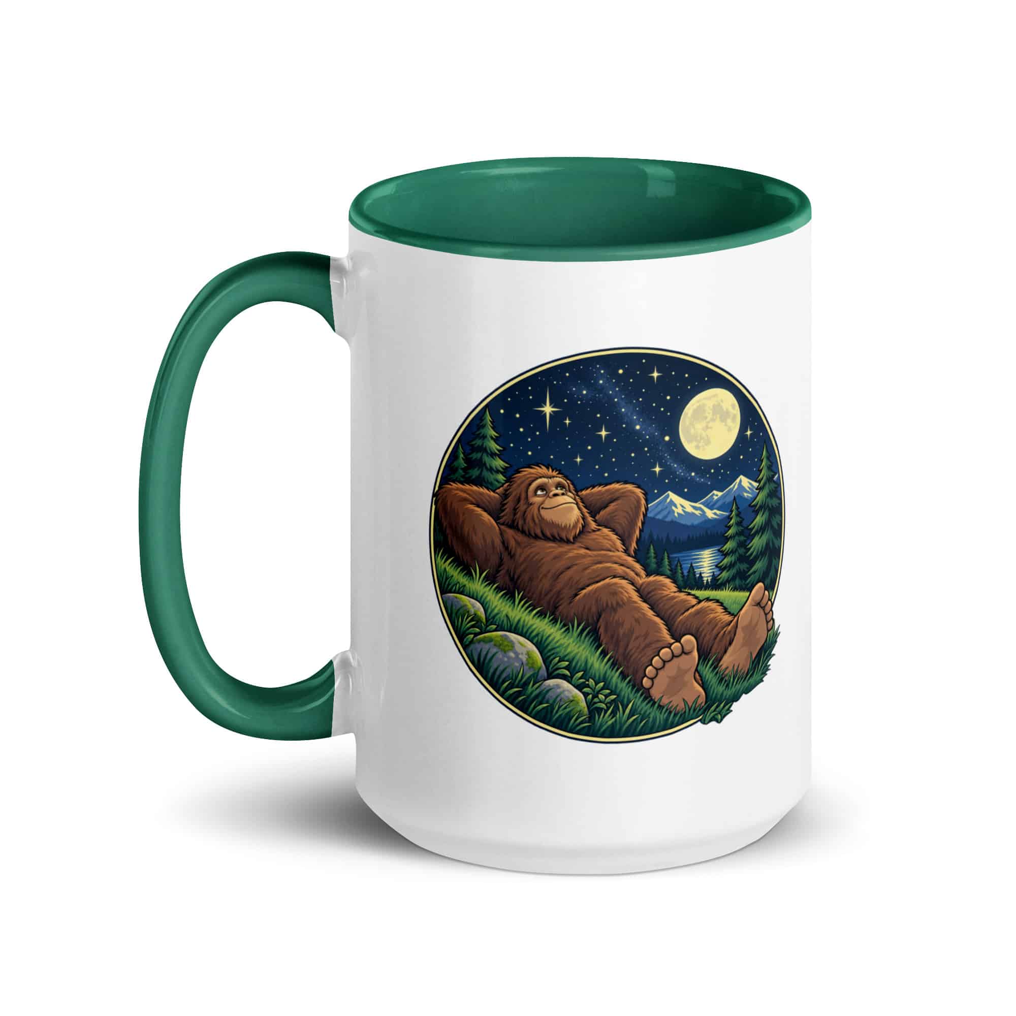 Stargazing Bigfoot Color Inside Mug