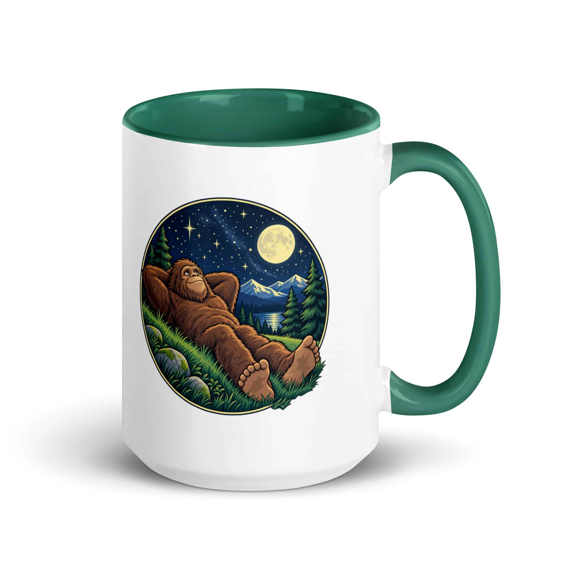 Stargazing Bigfoot Color Inside Mug