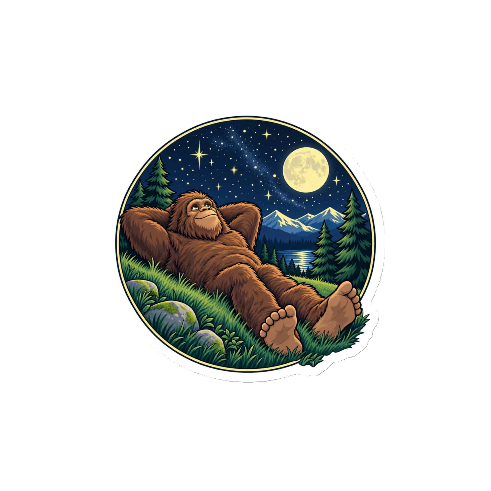 Bigfoot Stargazing Die-Cut Magnet