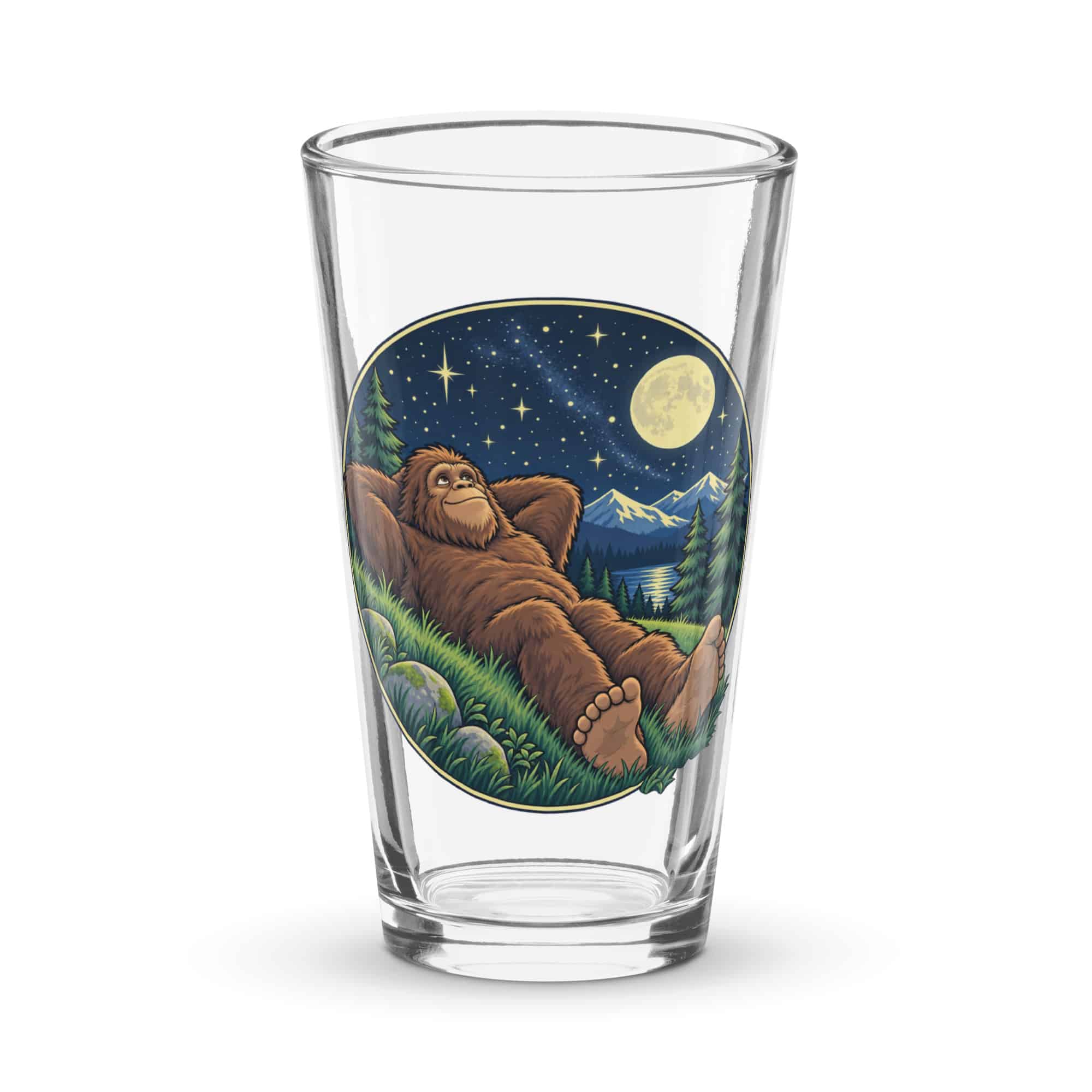 Stargazing Bigfoot Pint Glass