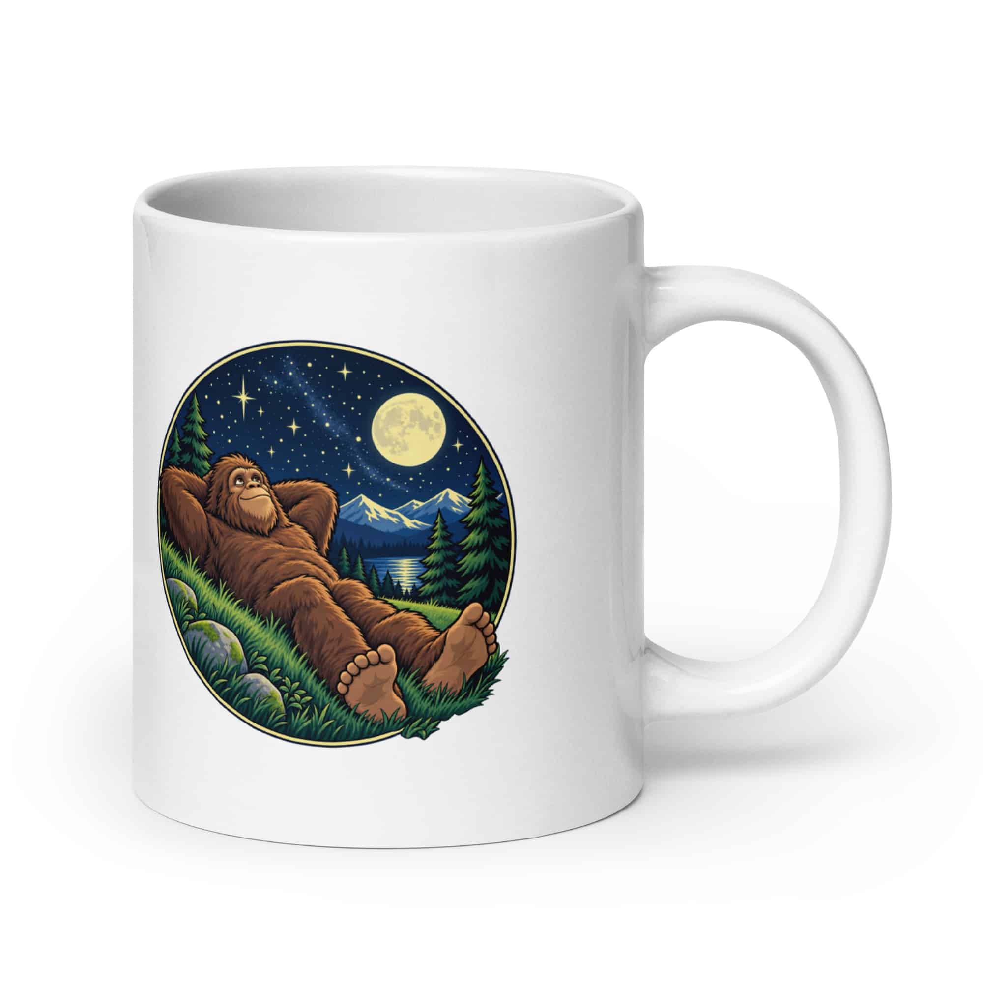 Bigfoot Stargazing White Ceramic Coffee Mug