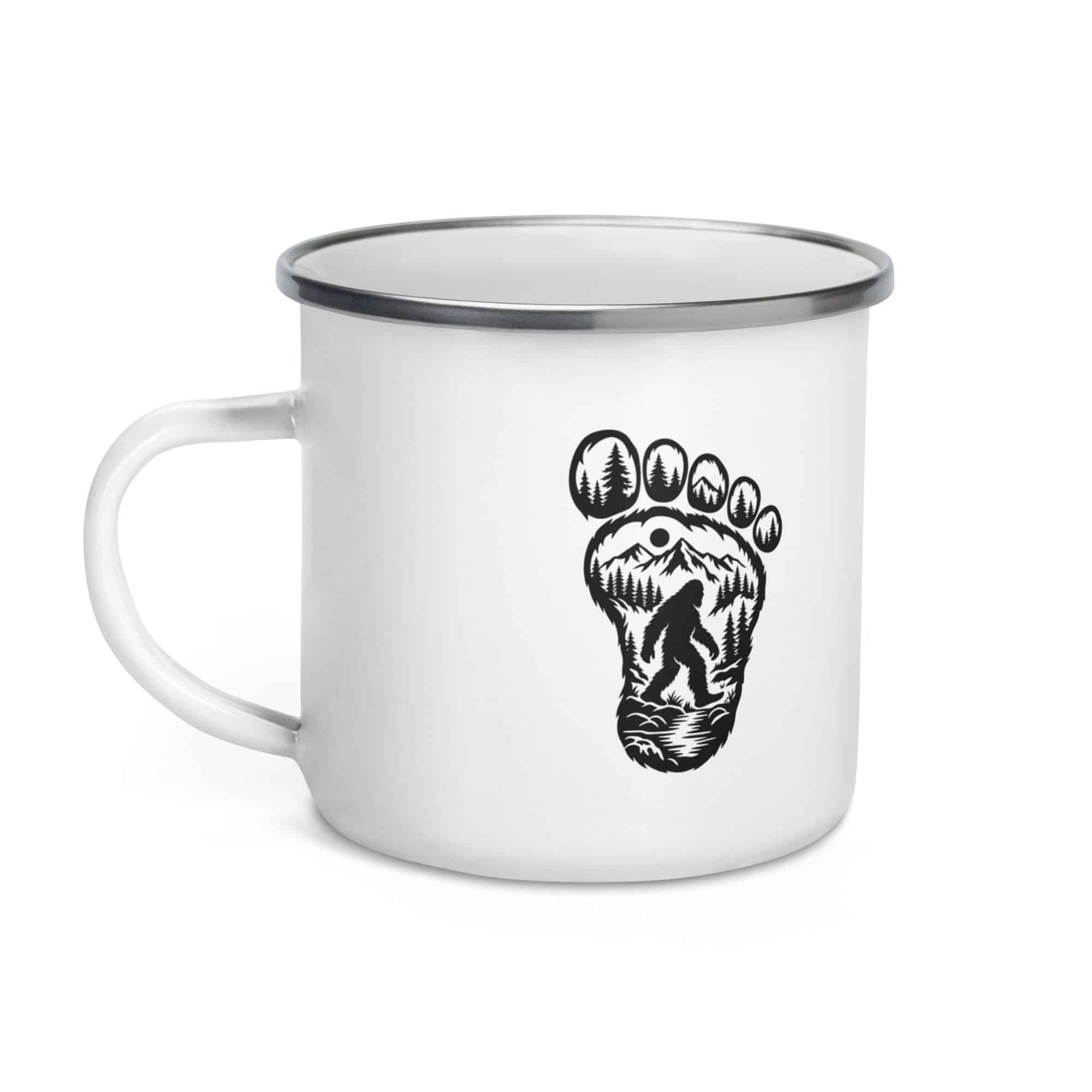Bigfoot Wilderness Footprint Enamel Camp Mug