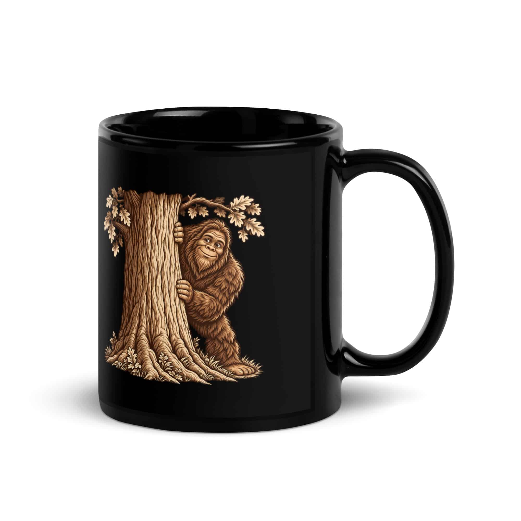 Hide and Seek Bigfoot Black Mug