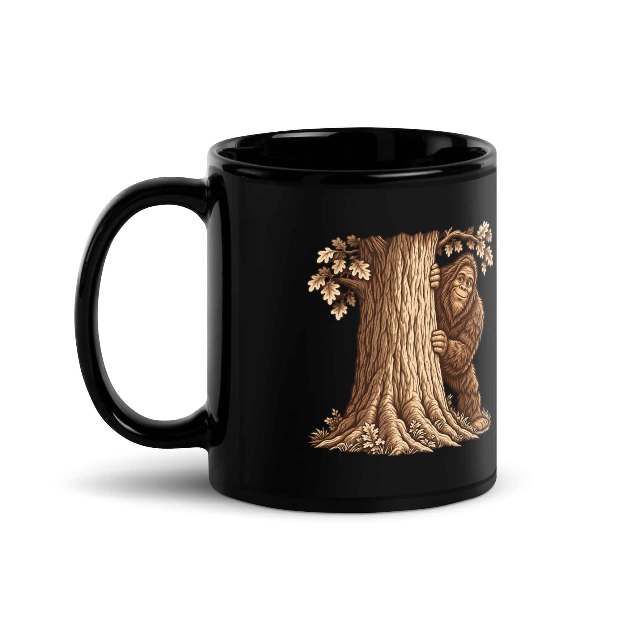 Hide and Seek Bigfoot Black Mug