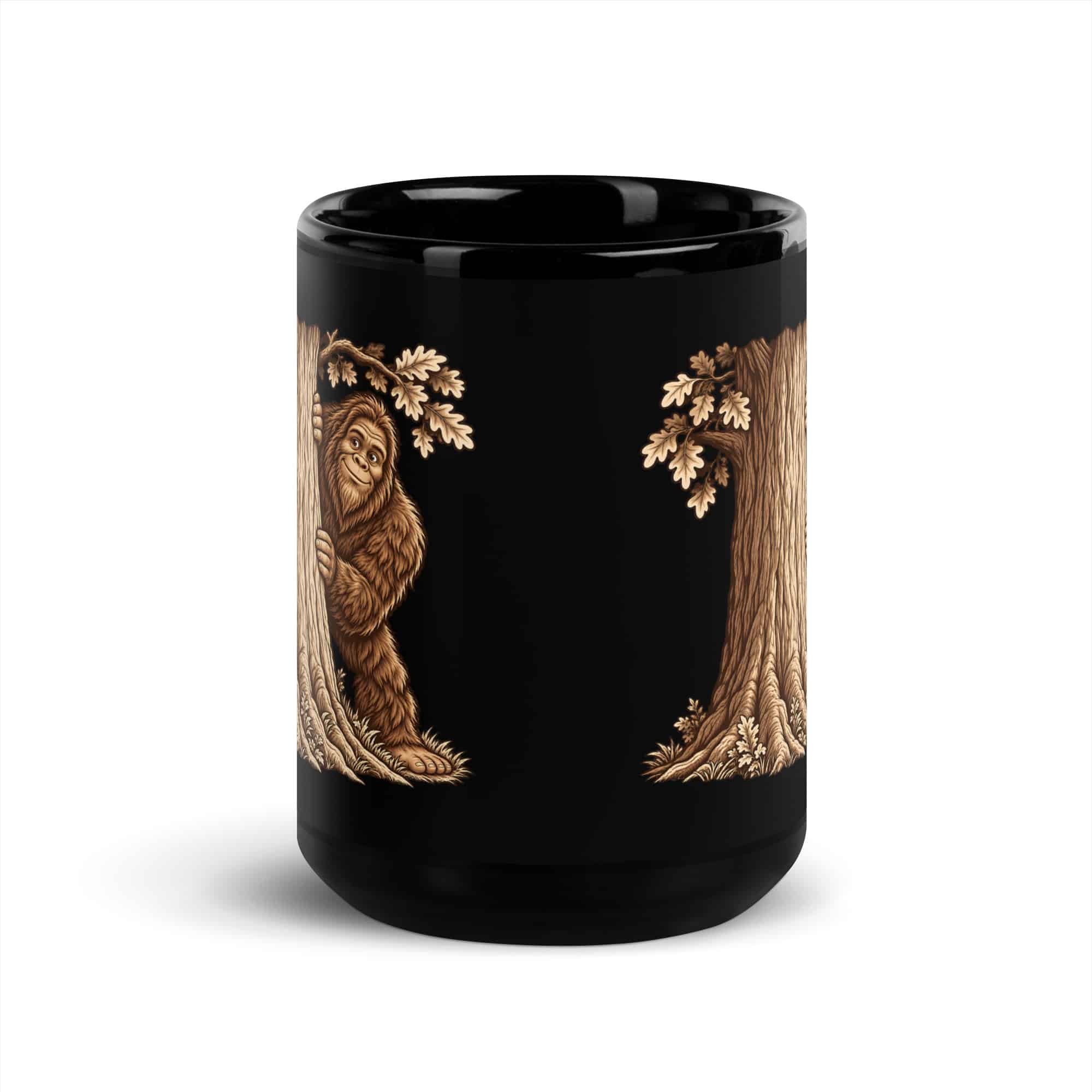 Hide and Seek Bigfoot Black Mug