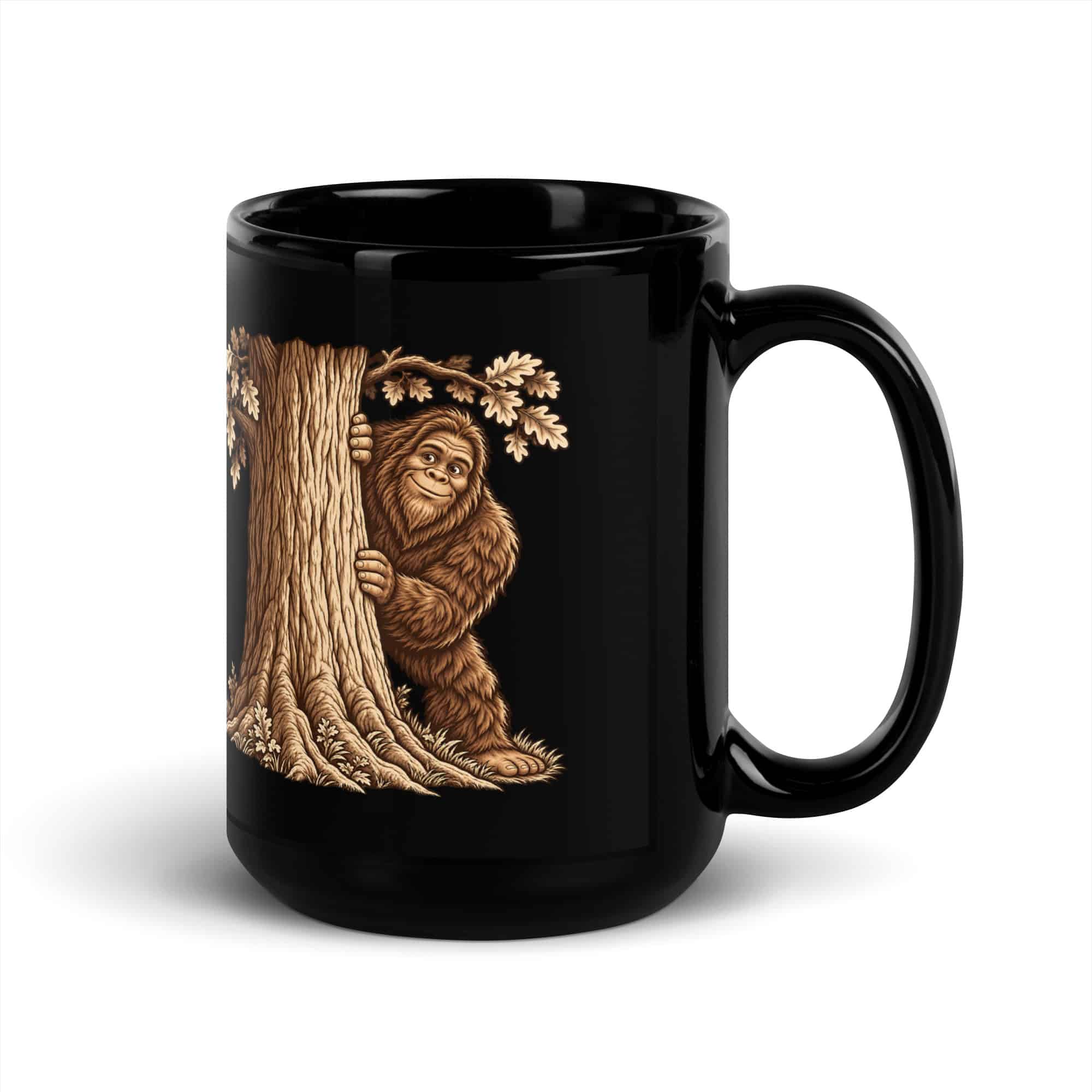 Hide and Seek Bigfoot Black Mug