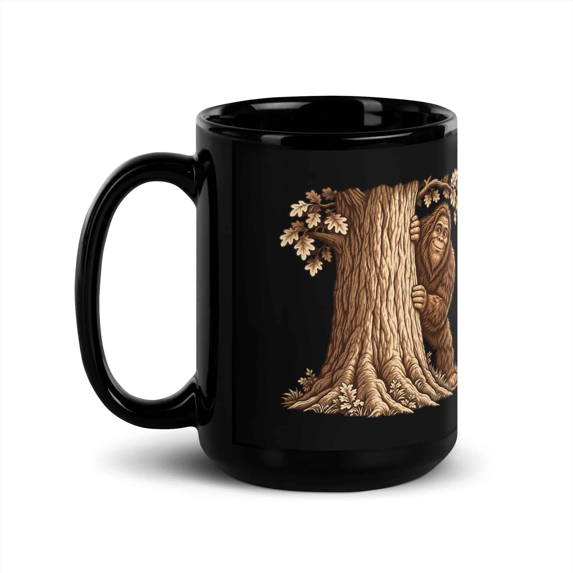 Hide and Seek Bigfoot Black Mug