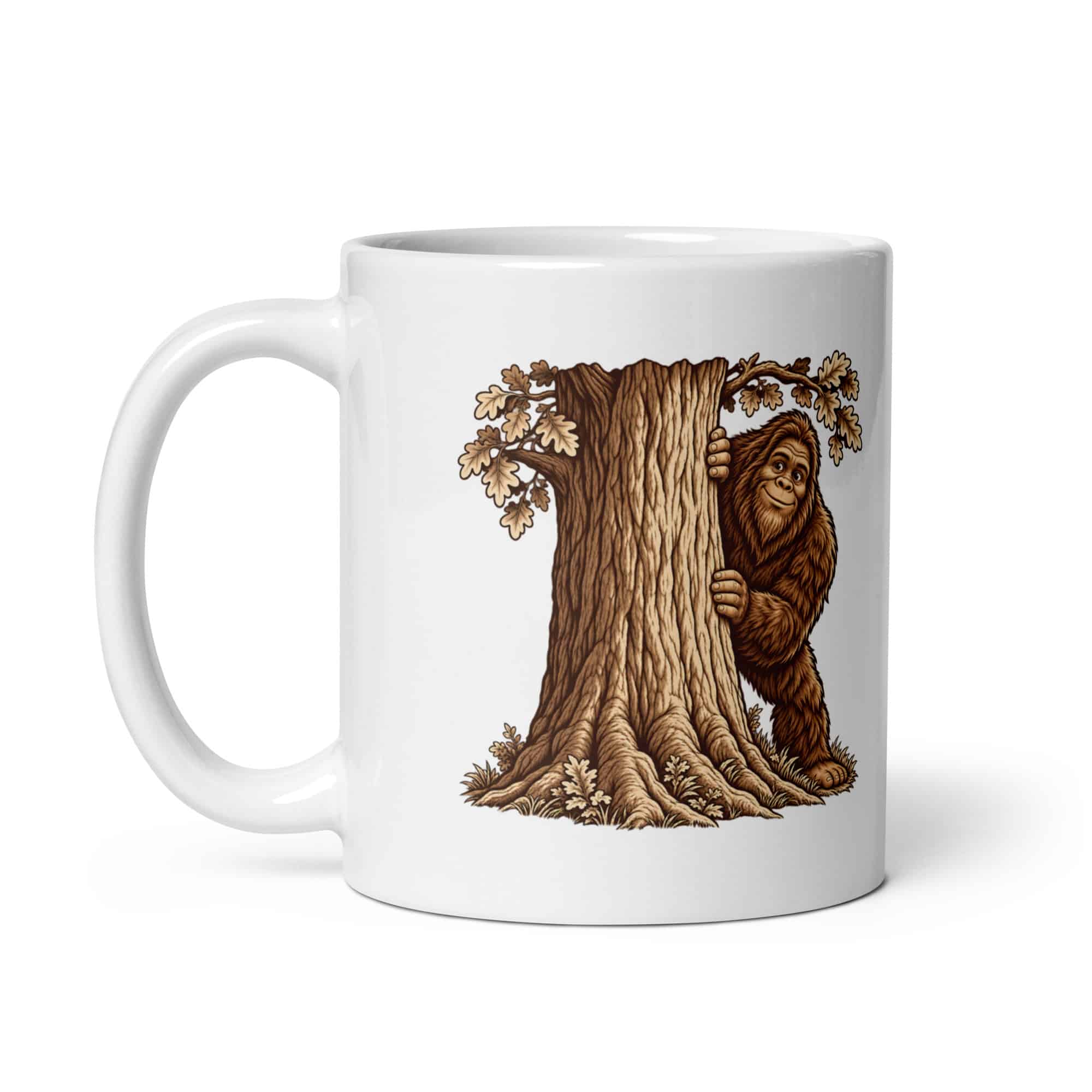 Bigfoot Hide and Seek White Ceramic Coffee Mug