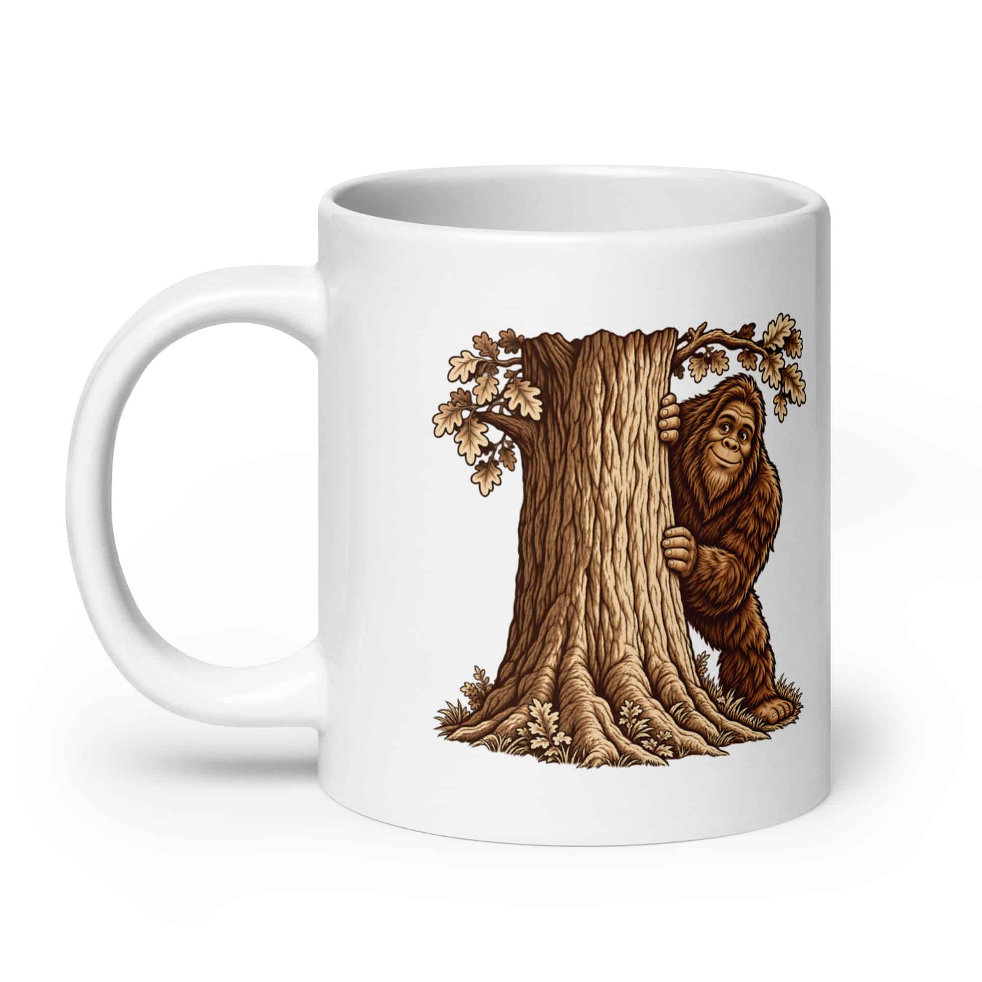 Bigfoot Hide and Seek White Ceramic Coffee Mug