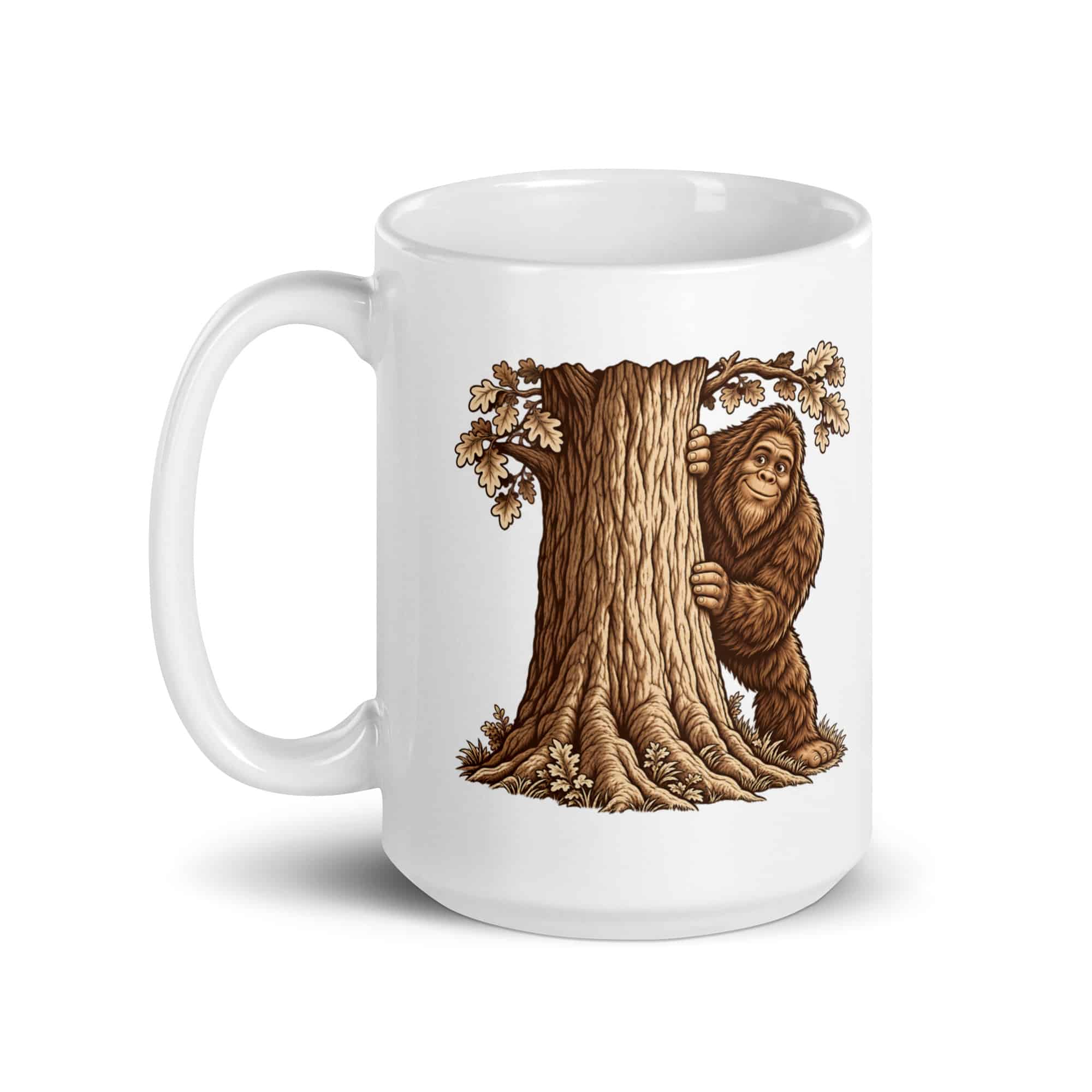 Bigfoot Hide and Seek White Ceramic Coffee Mug