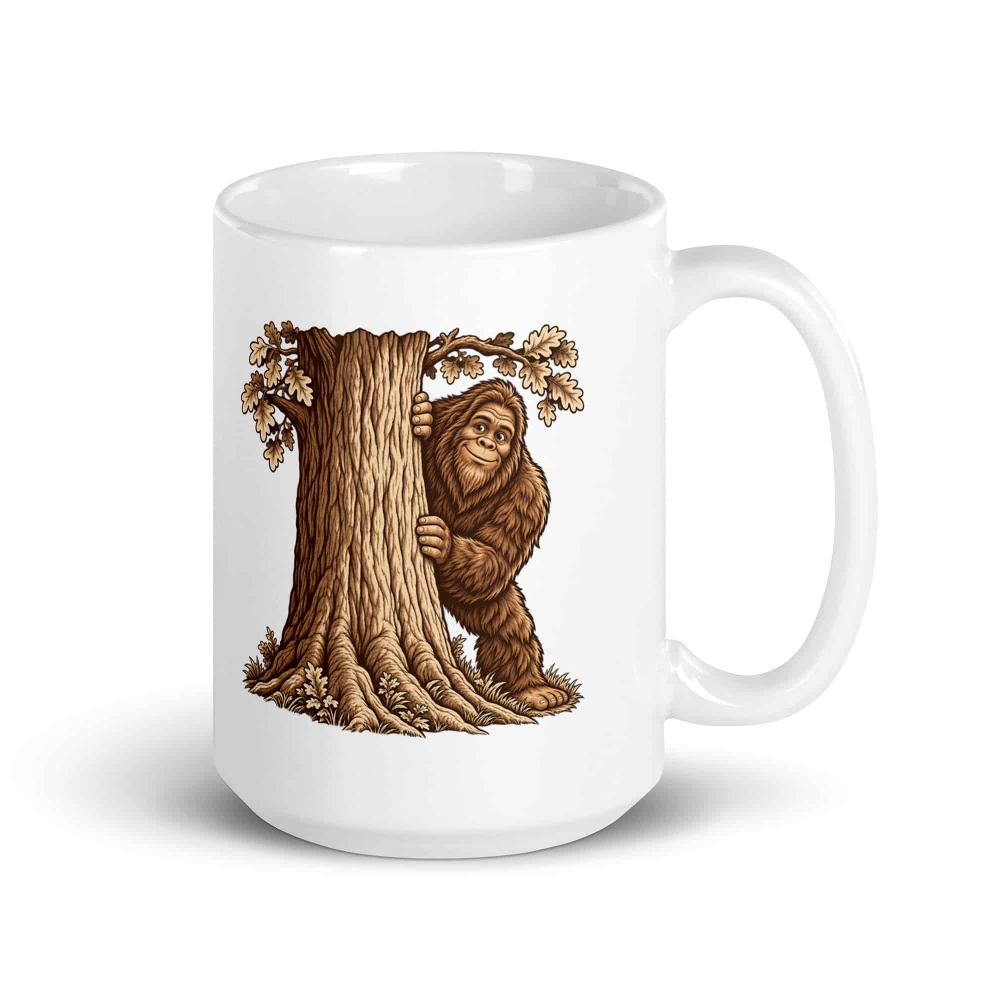 Bigfoot Hide and Seek White Ceramic Coffee Mug