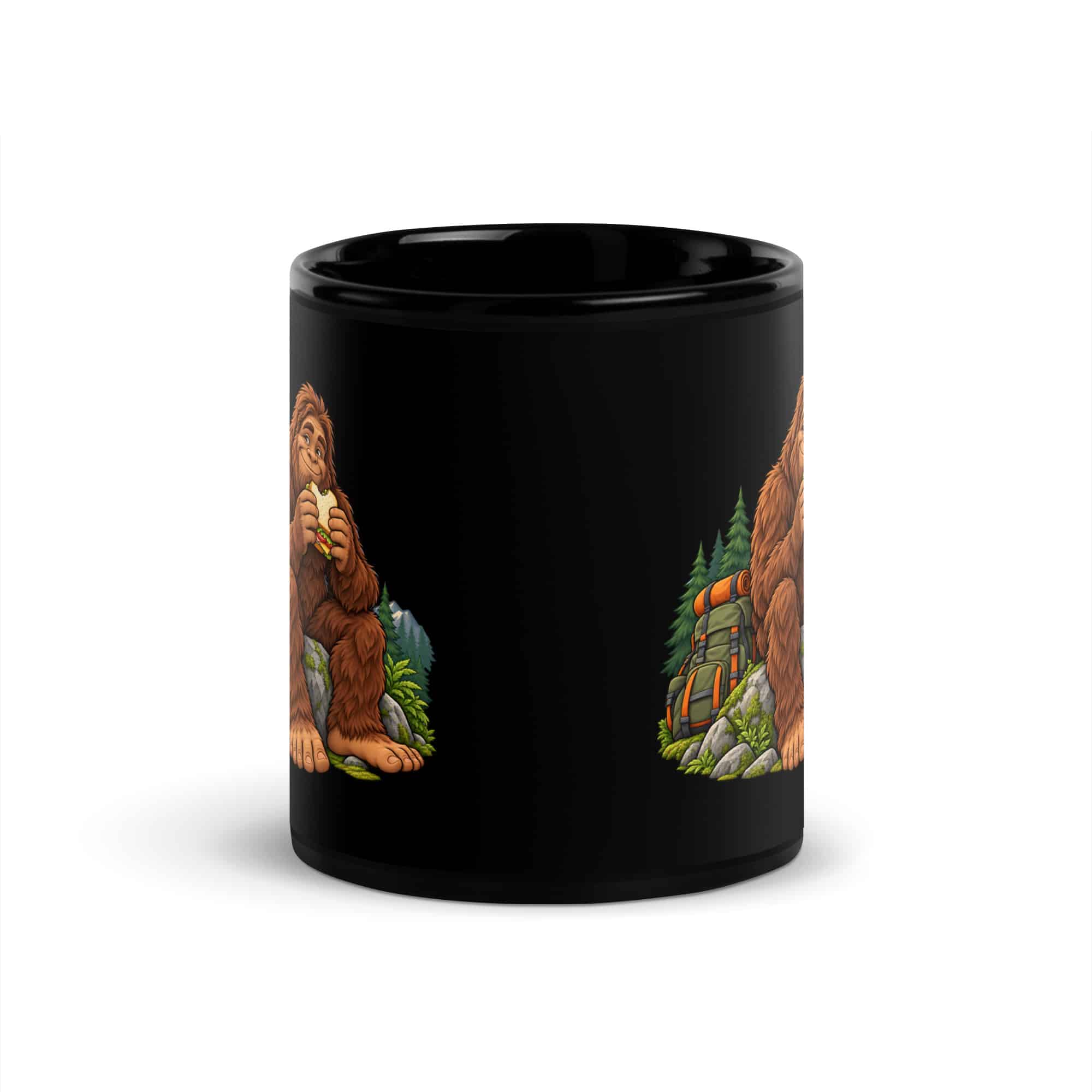 Snack Break Bigfoot Black Mug