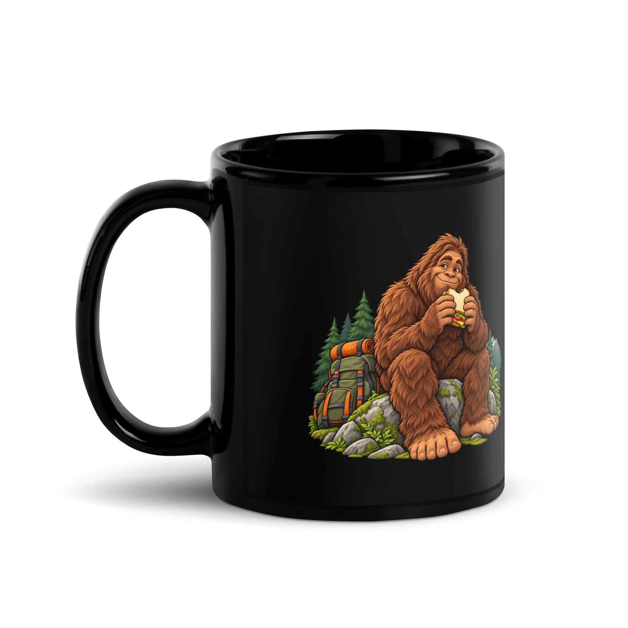 Snack Break Bigfoot Black Mug
