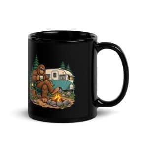 22 Bigfoot Road Trip Black Glossy Coffee Mug - 11 oz - Handle on Right