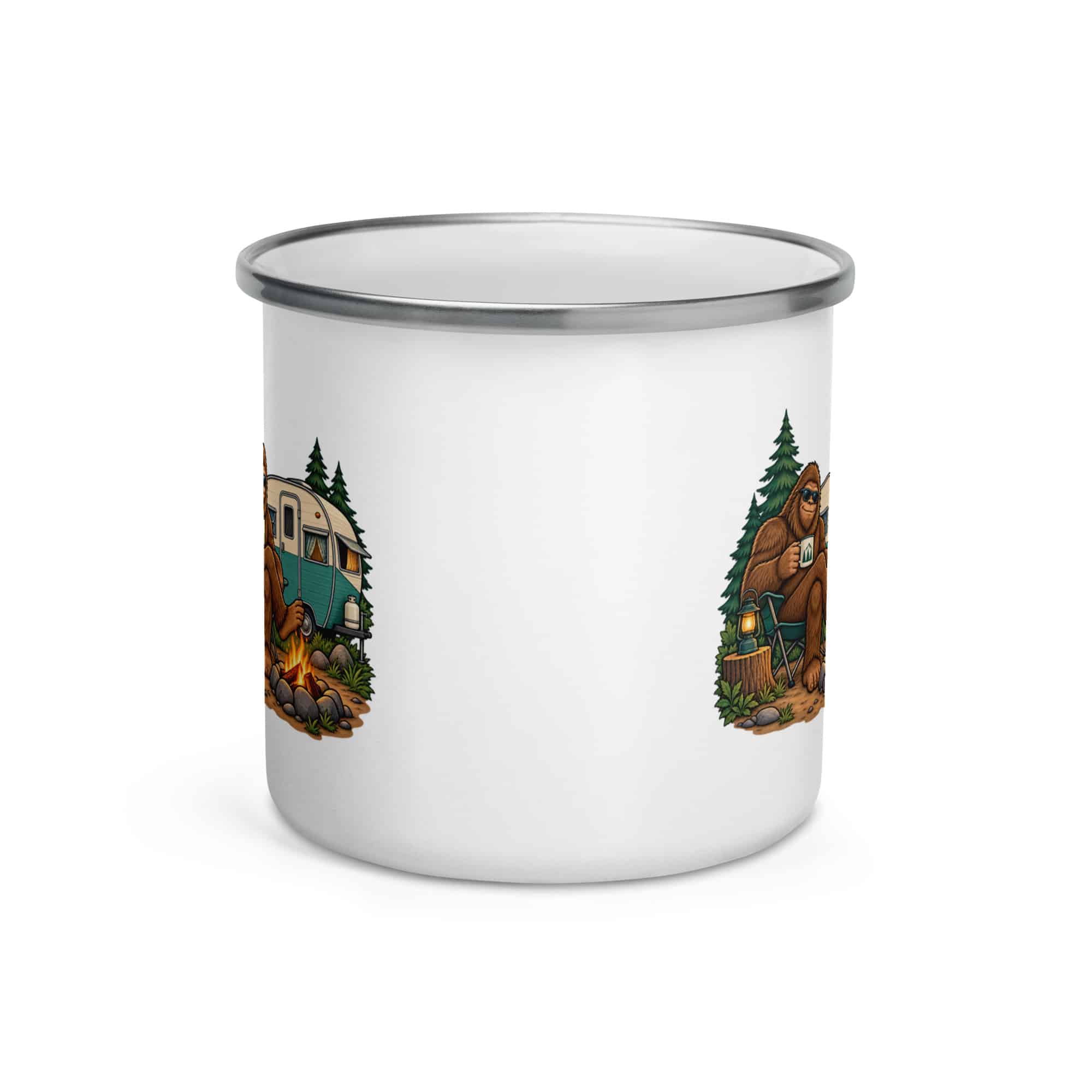 Bigfoot Camper Road Trip Enamel Camp Mug