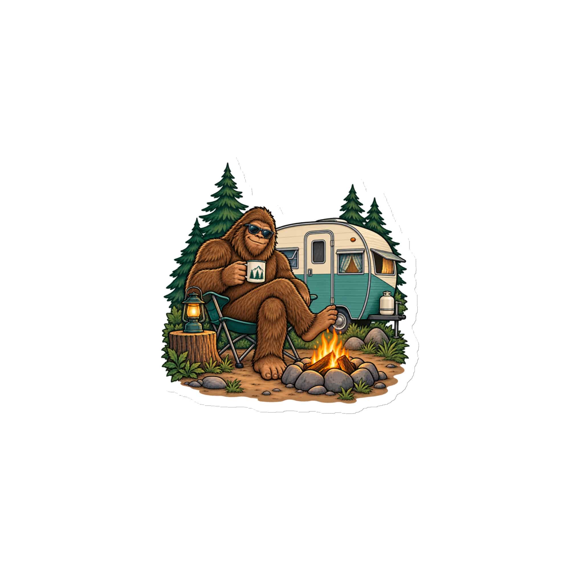 Bigfoot Camper Road Trip Die-Cut Magnet