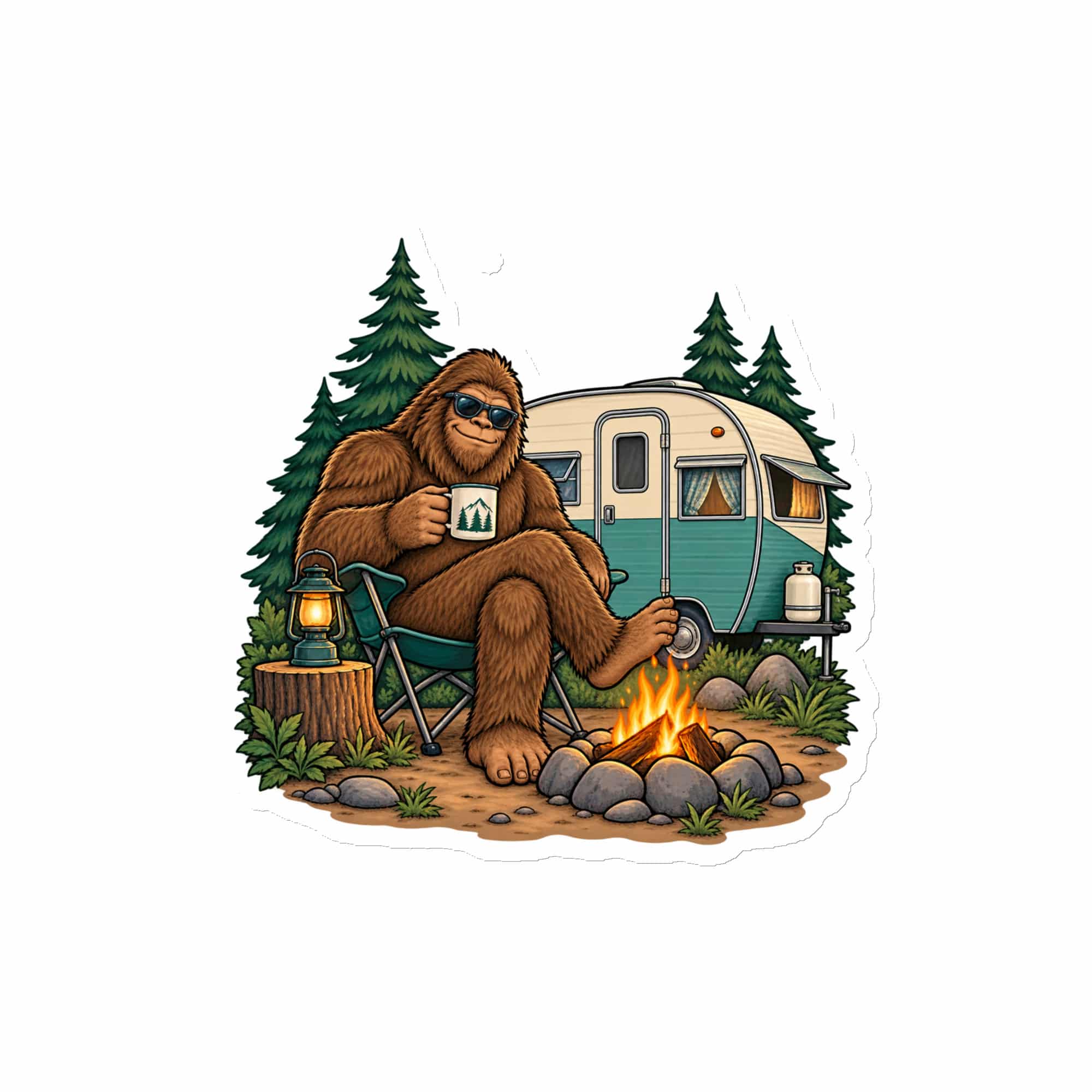 Bigfoot Camper Road Trip Die-Cut Magnet