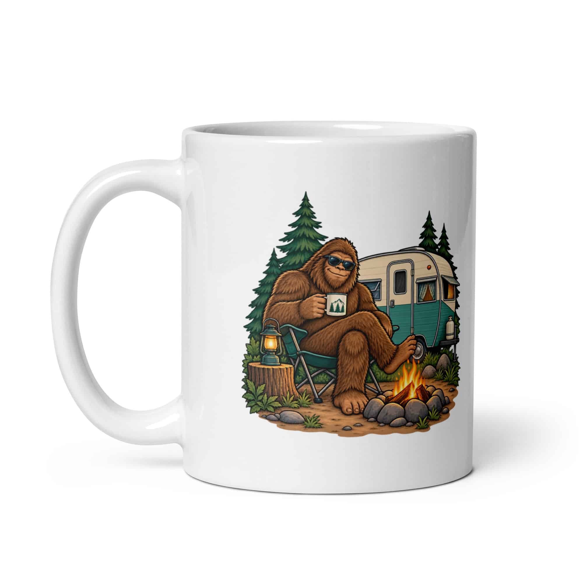 Bigfoot Camper Road Trip White Ceramic Coffee Mug