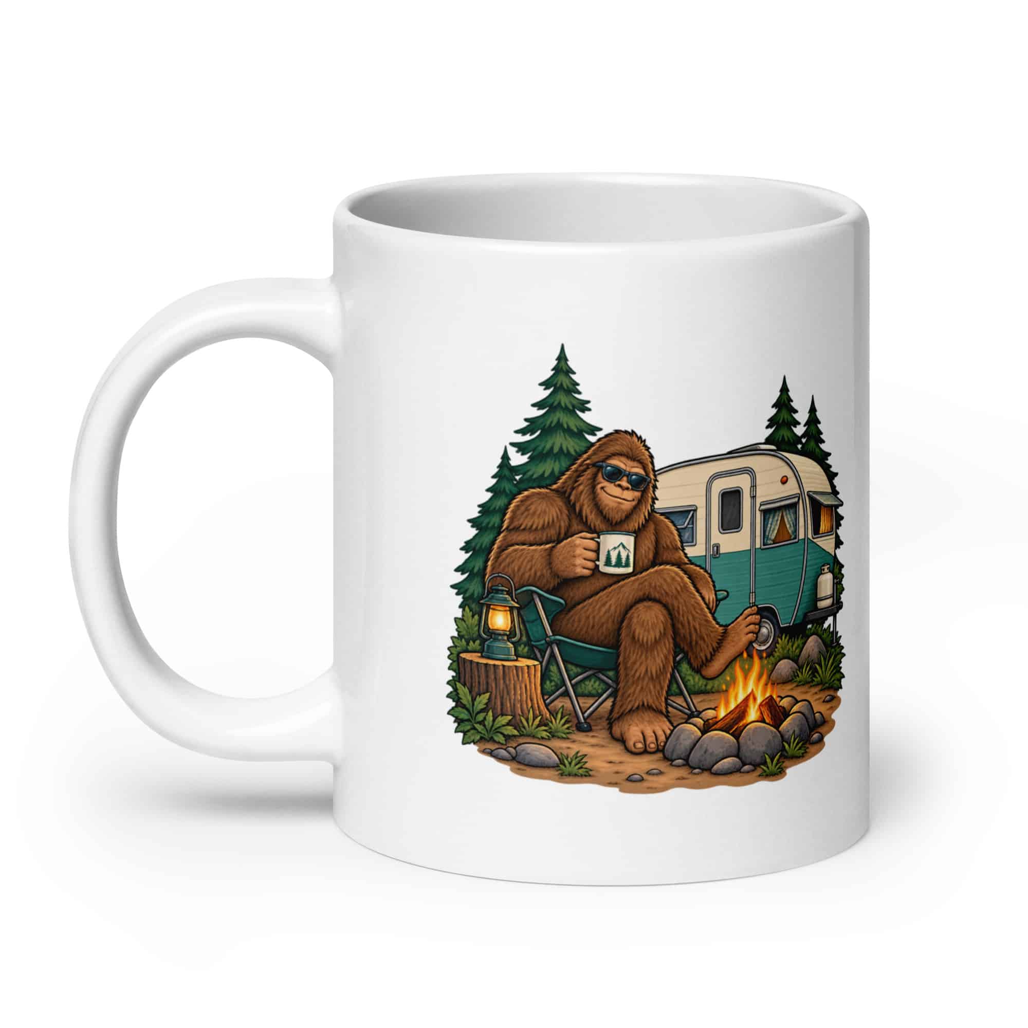 Bigfoot Camper Road Trip White Ceramic Coffee Mug