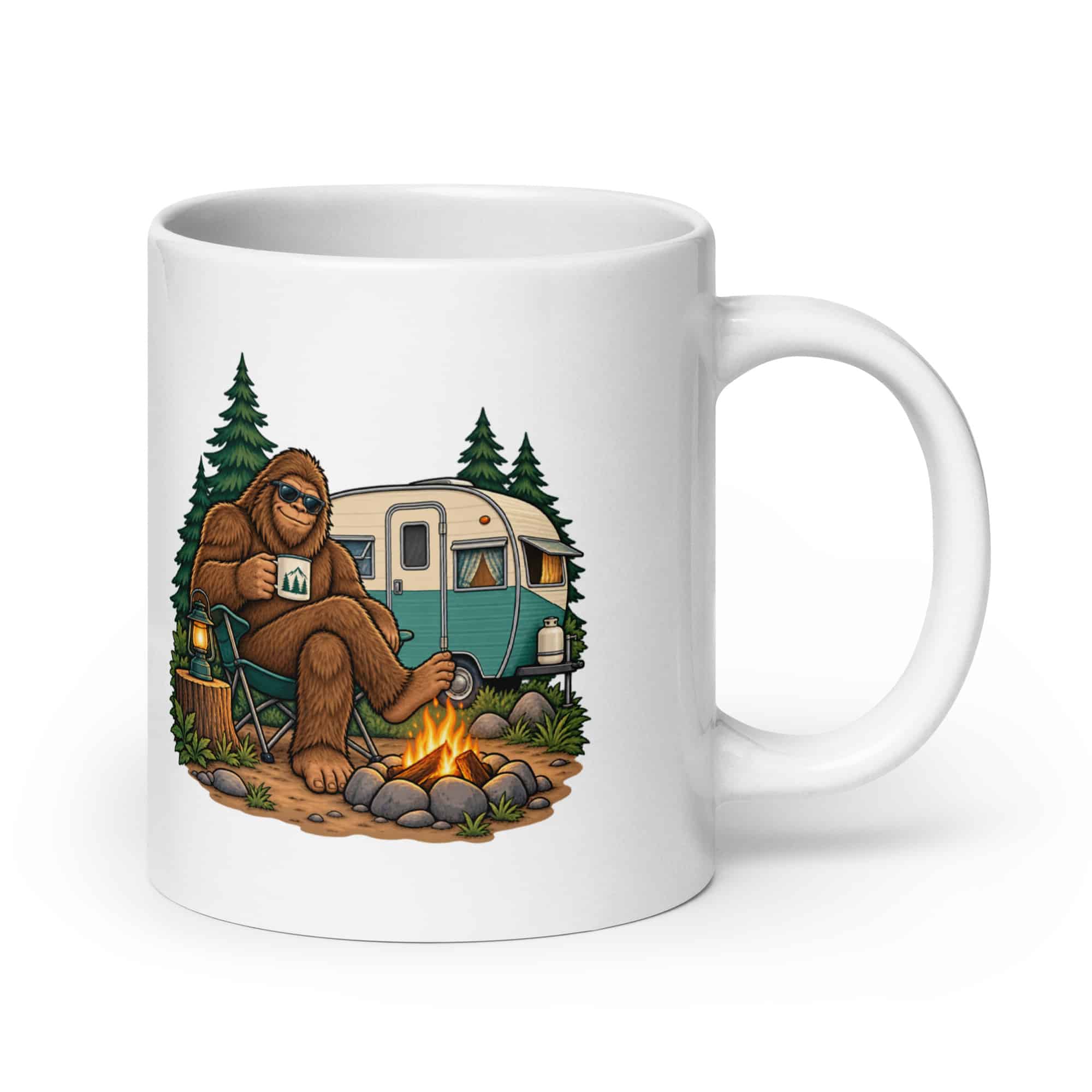 Bigfoot Camper Road Trip White Ceramic Coffee Mug