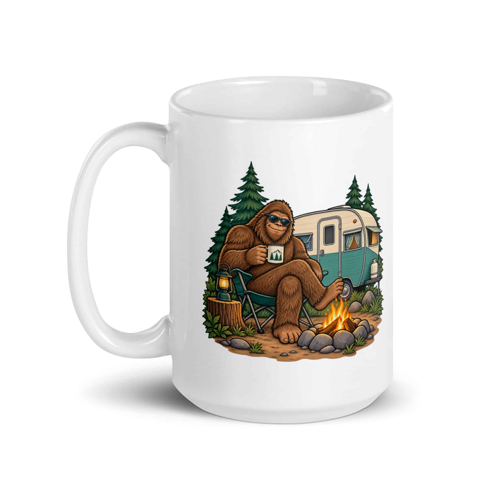 Bigfoot Camper Road Trip White Ceramic Coffee Mug