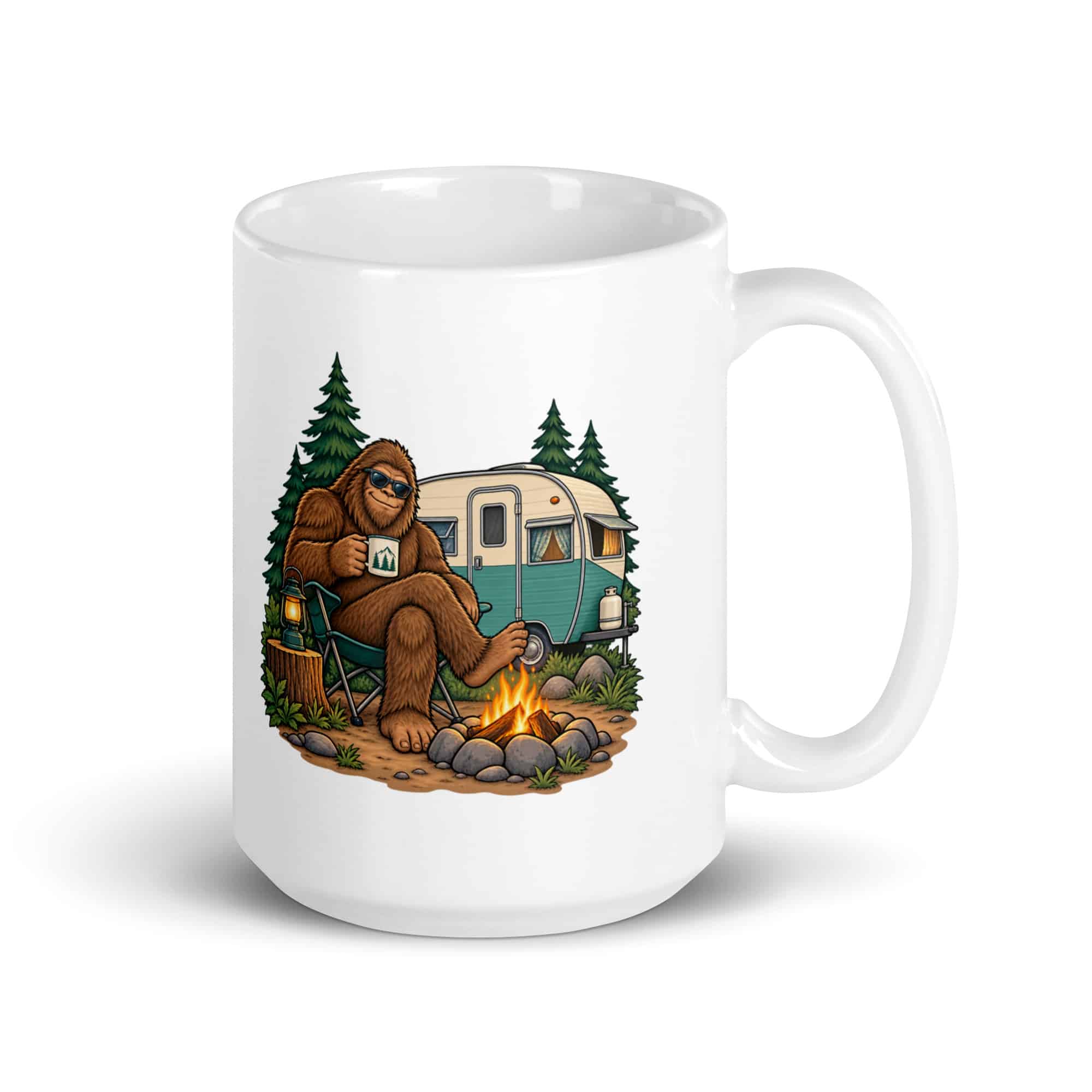 Bigfoot Camper Road Trip White Ceramic Coffee Mug
