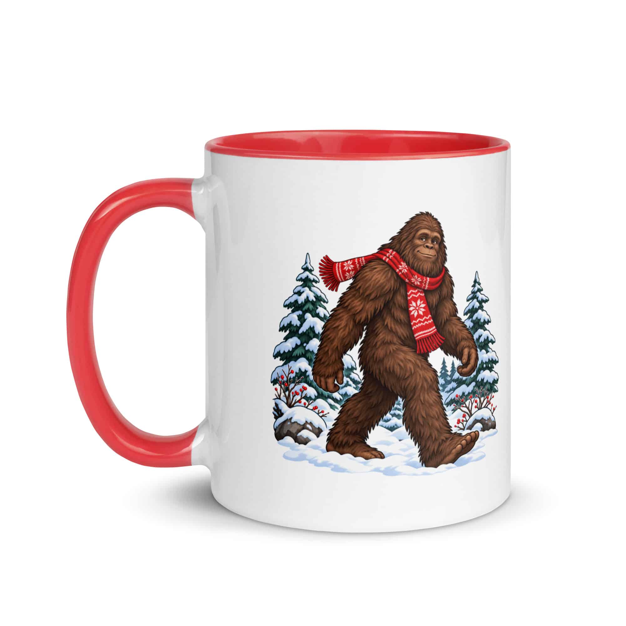 Winter Woods Bigfoot Color Inside Mug